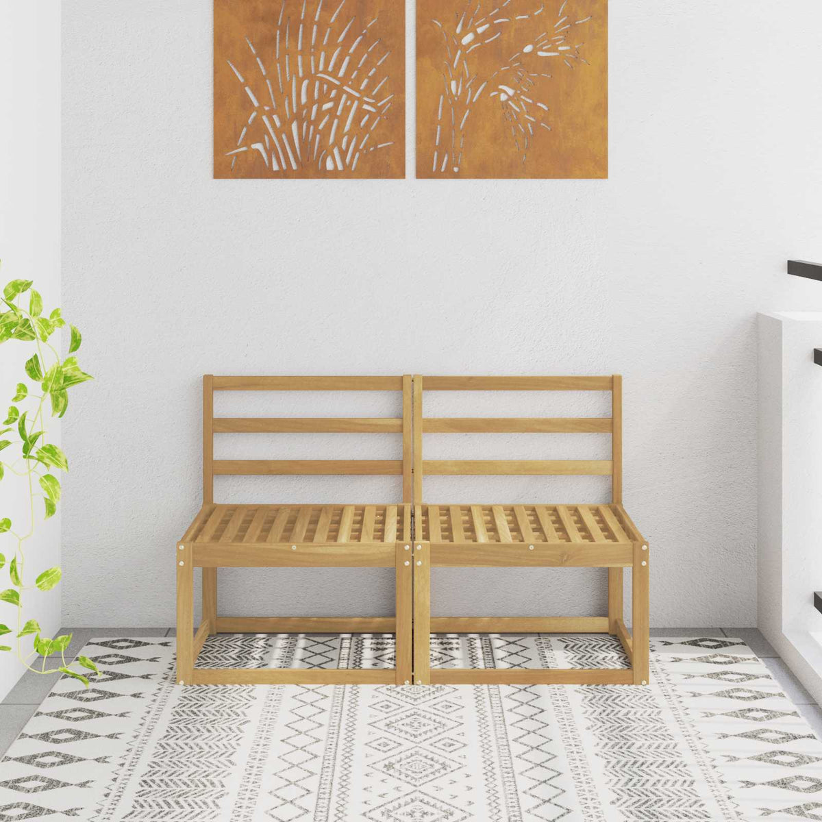 vidaXL Outdoor Middle and Corner Sofa 2 Piece