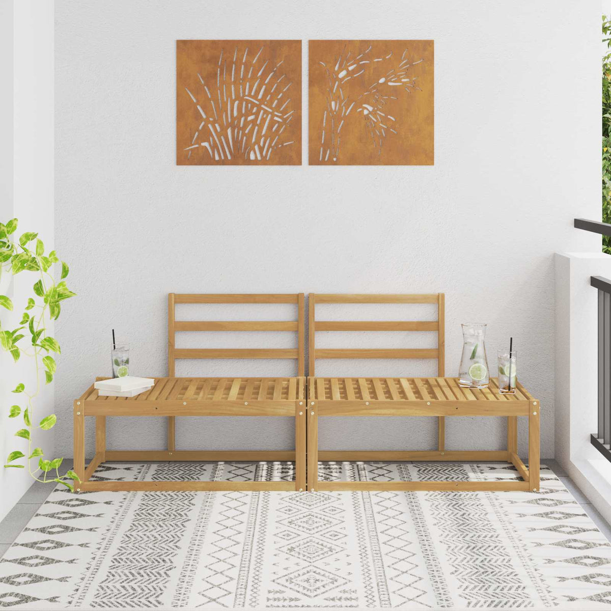 vidaXL Outdoor Middle and Corner Sofa 2 Piece