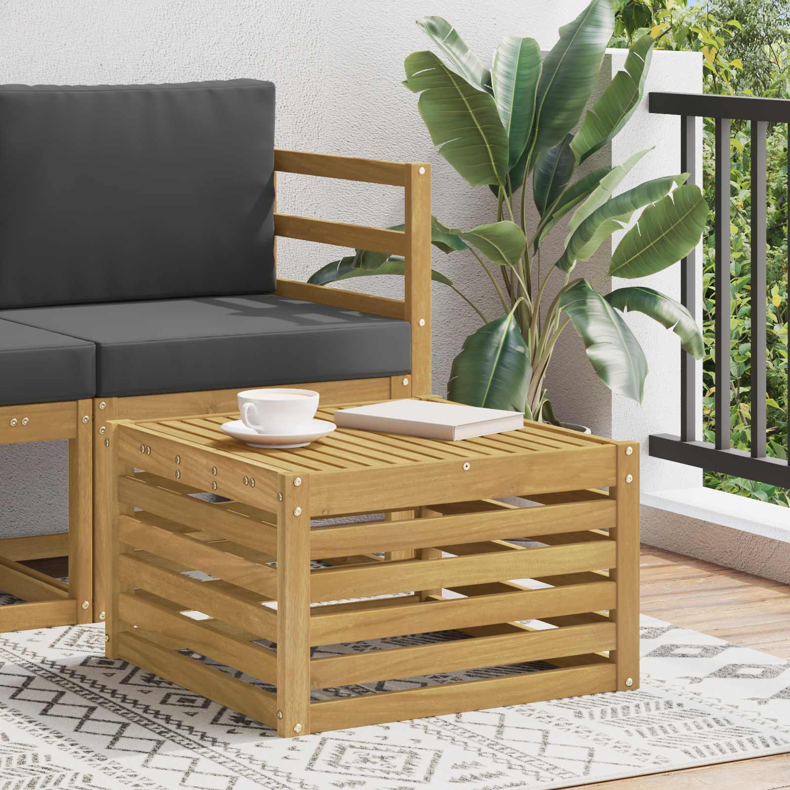 vidaXL Outdoor Table Solid Acacia Wood White 59 x 59 x 37 cm 1