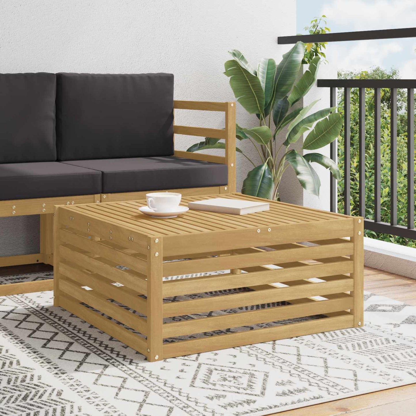 vidaXL Outdoor Table Solid Acacia Wood White 79 x 79 x 37 cm 1