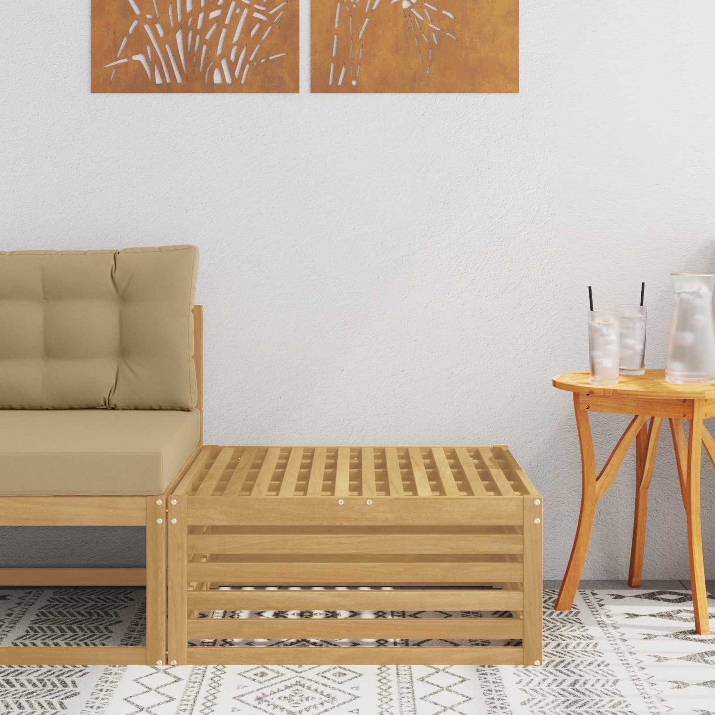 vidaXL Outdoor Footstool Solid Acacia Wood White 79 x 79 x 37 cm 1