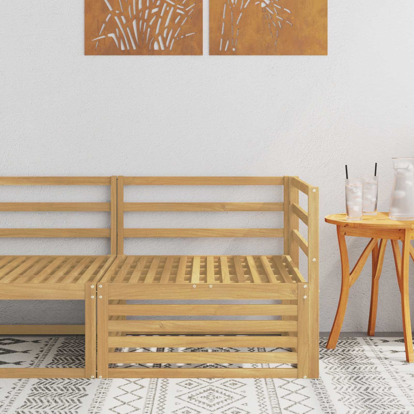 vidaXL Outdoor Corner Sofa Solid Acacia Wood White 83 x 83 x 73 cm 1