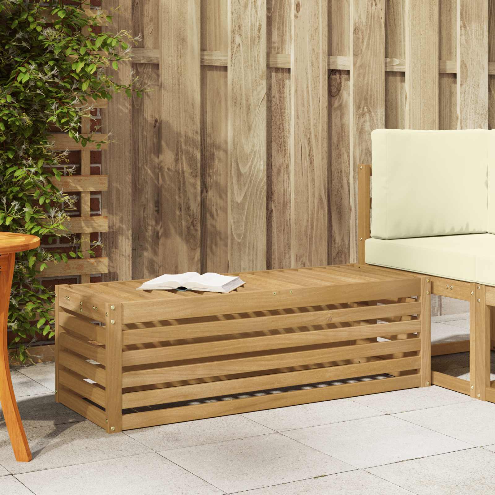 vidaXL Outdoor Stool Bench White 115 x 43 x 37 cm Solid Acacia Wood 1