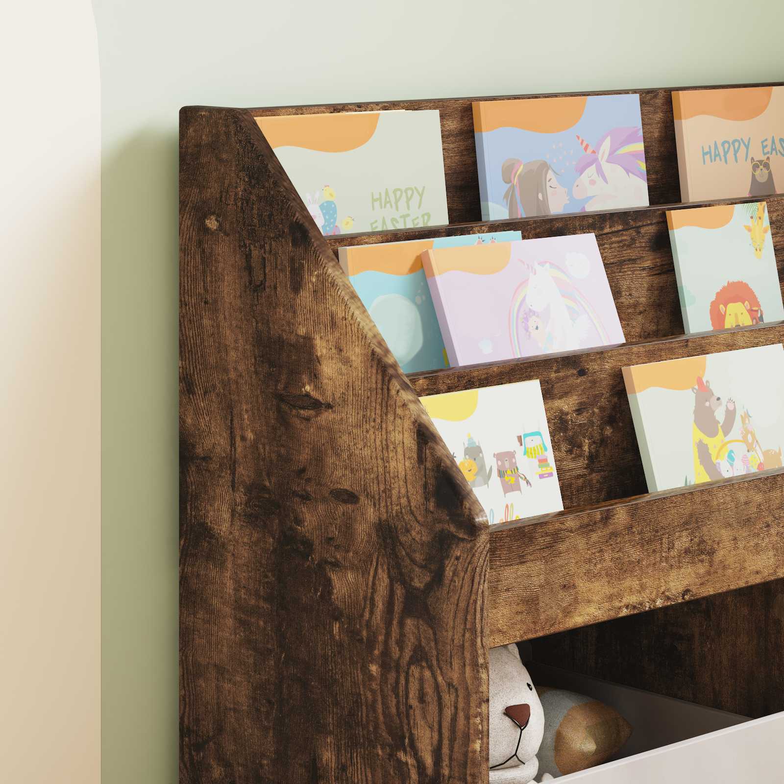 vidaXL Kids Bookshelf Smoked Oak 72.5 x 29.5 x 69 cm Engineered Wood 5