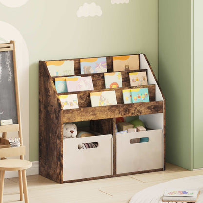 vidaXL Kids Bookshelf Smoked Oak 72.5 x 29.5 x 69 cm Engineered Wood 1