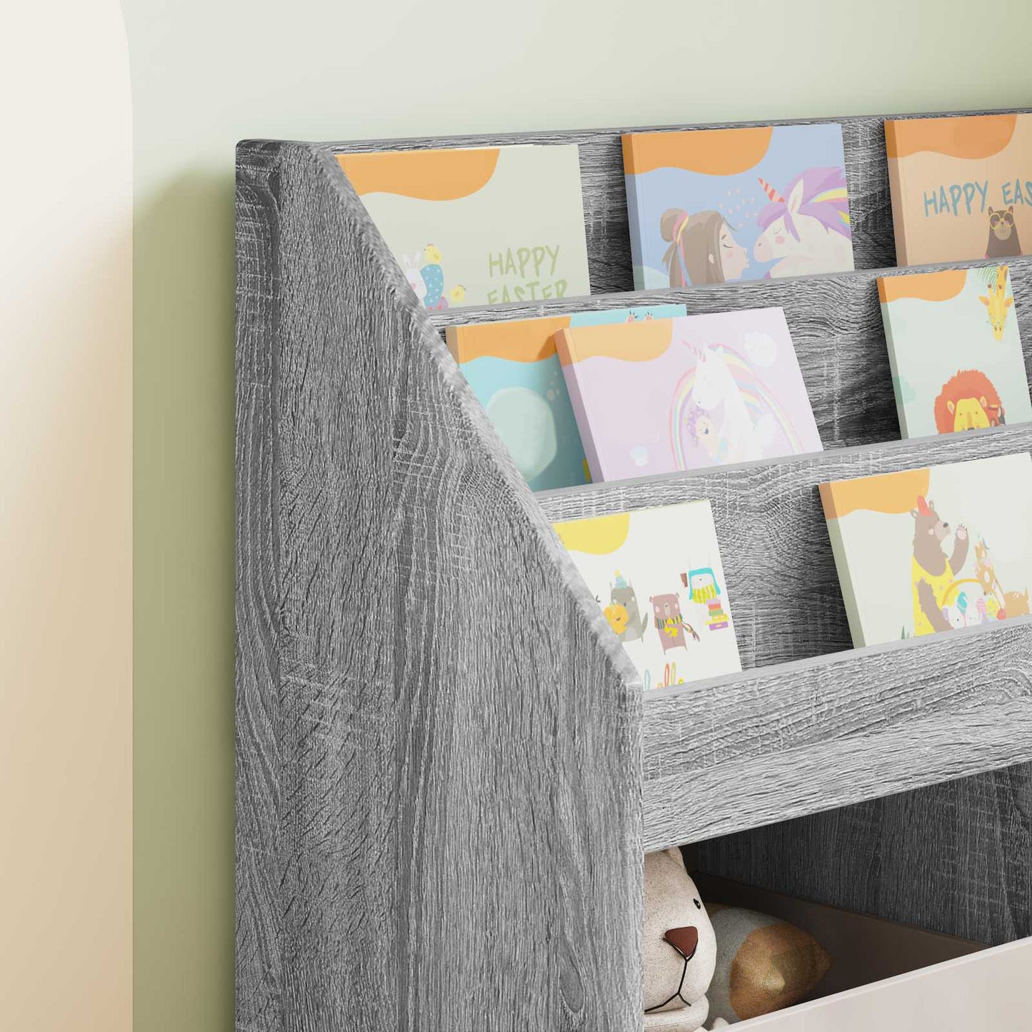 vidaXL Kids Bookshelf Grey Sonoma 72.5 x 29.5 x 69 cm Engineered Wood 5