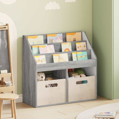 vidaXL Kids Bookshelf Grey Sonoma 72.5 x 29.5 x 69 cm Engineered Wood 1