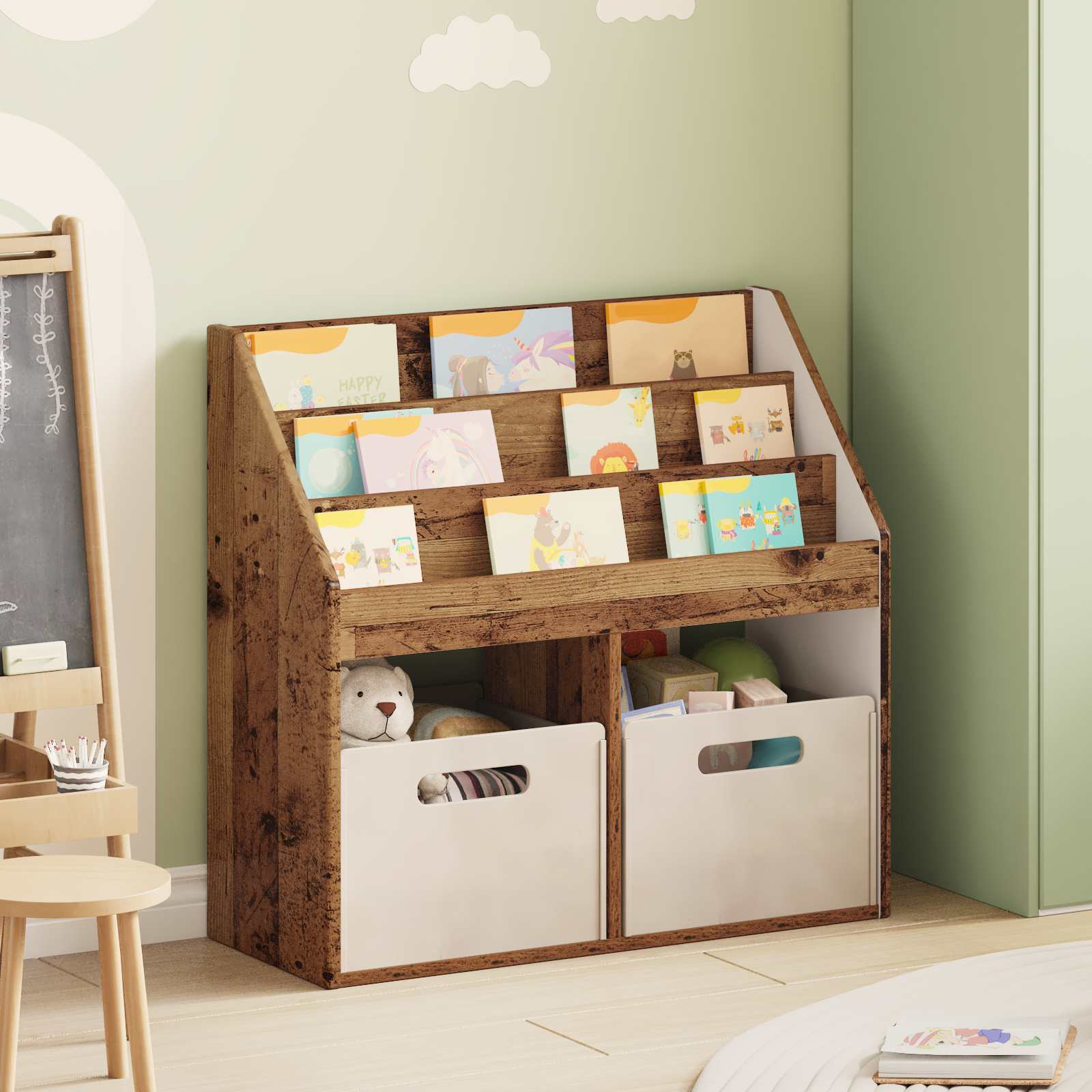vidaXL Kids Bookshelf Old Wood 72.5 x 29.5 x 69 cm Engineered Wood 1