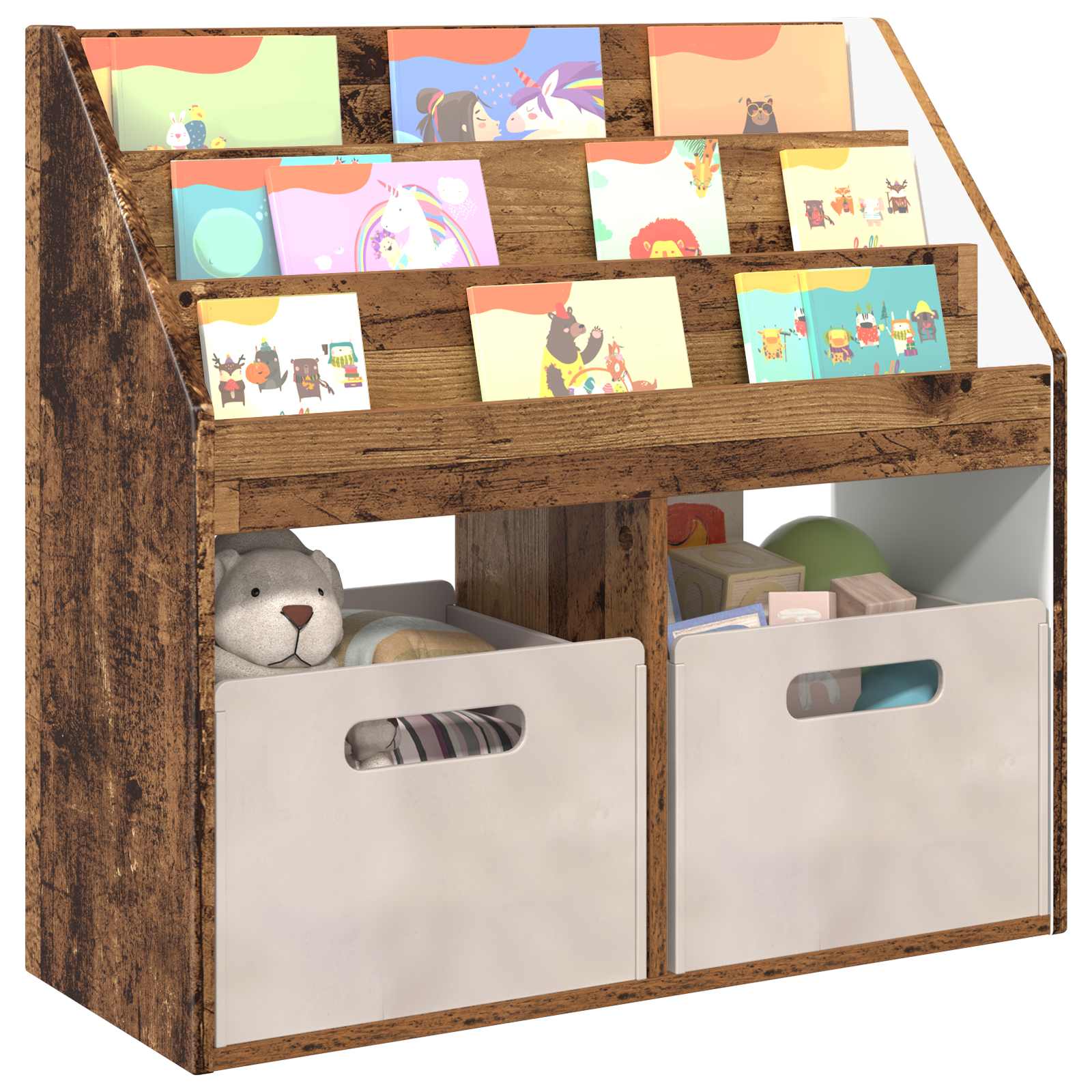 vidaXL Kids Bookshelf Old Wood 72.5 x 29.5 x 69 cm Engineered Wood 3