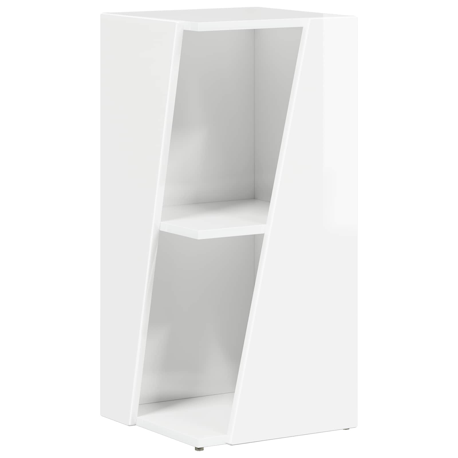 vidaXL Side Shelf 33 x 32 x 70.5 cm Engineered Wood High Gloss White 2