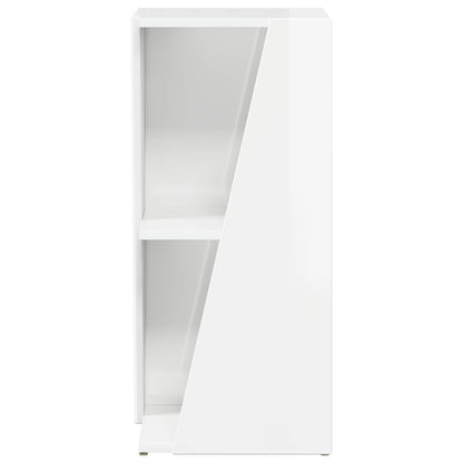 vidaXL Side Shelf 33 x 32 x 70.5 cm Engineered Wood High Gloss White 5