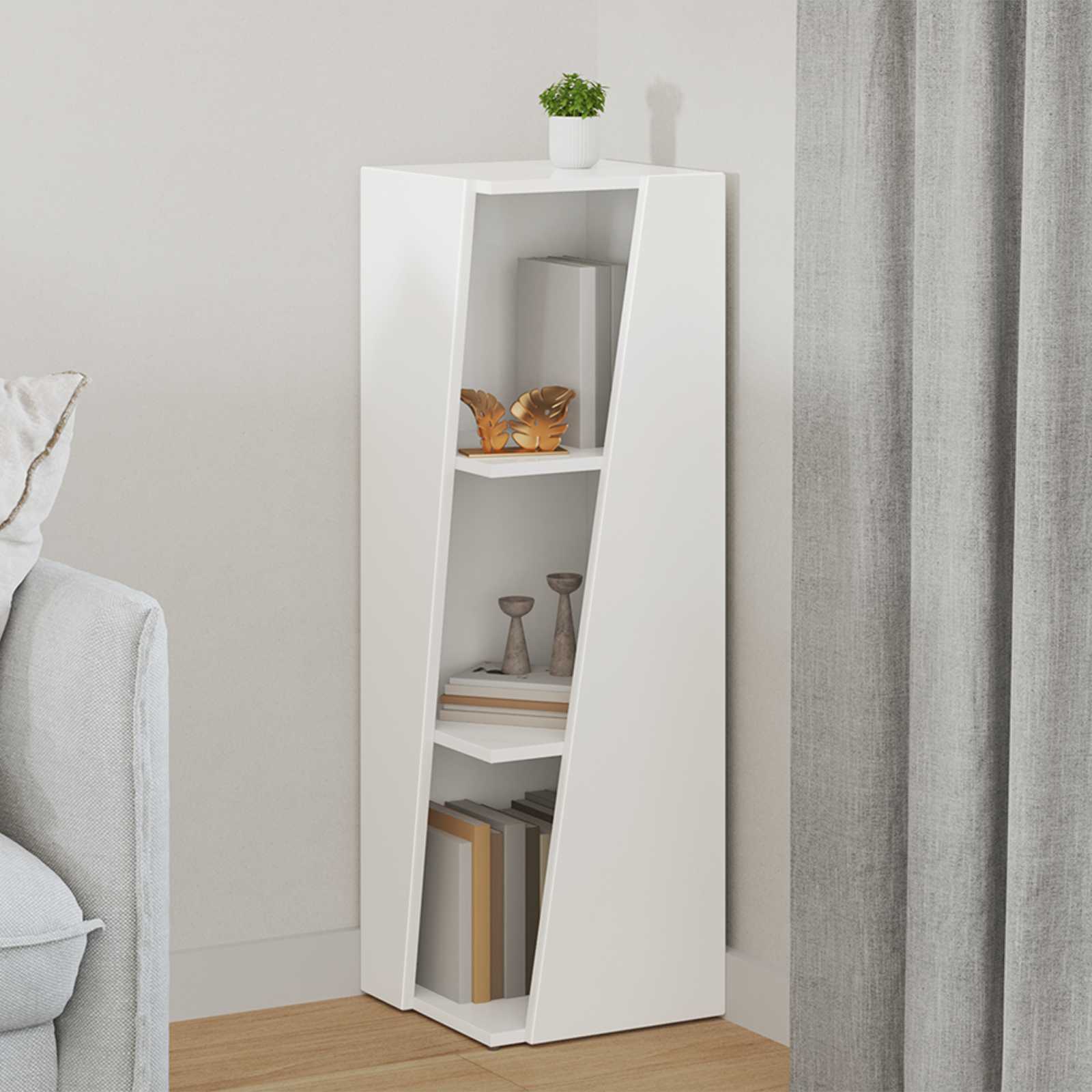 vidaXL Side Shelf 33 x 32 x 100.5 cm Engineered Wood White 1