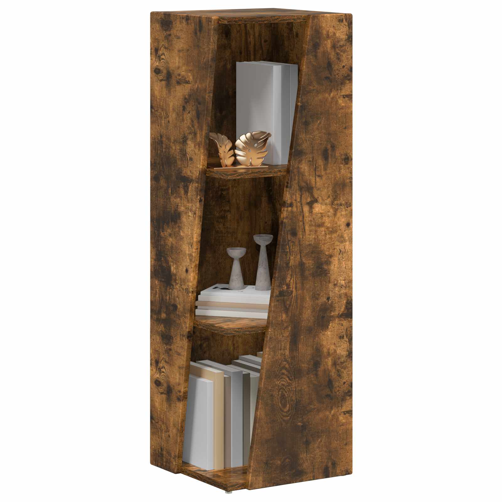 vidaXL Side Shelf 33 x 32 x 100.5 cm Engineered Wood Smoked Oak 3