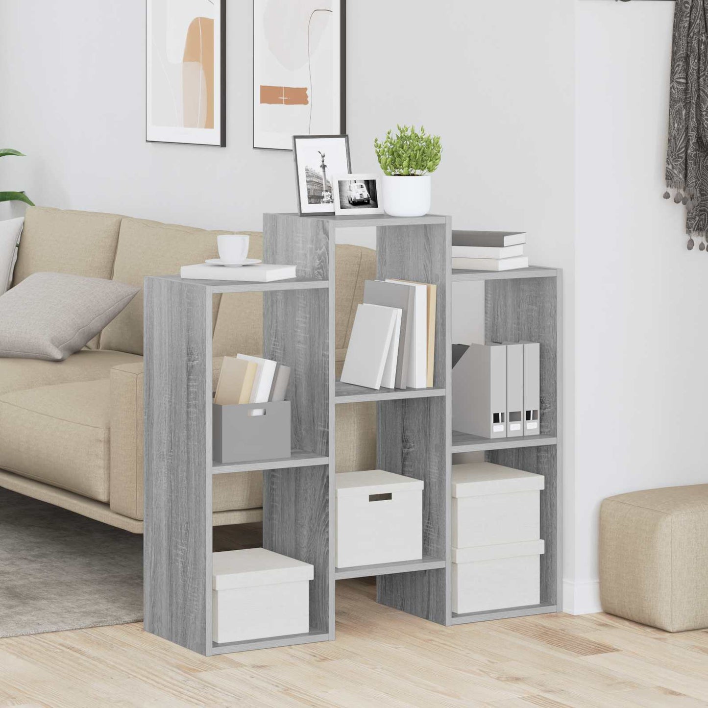 vidaXL Sideboard Grey Sonoma 90 x 30 x 90 cm 4