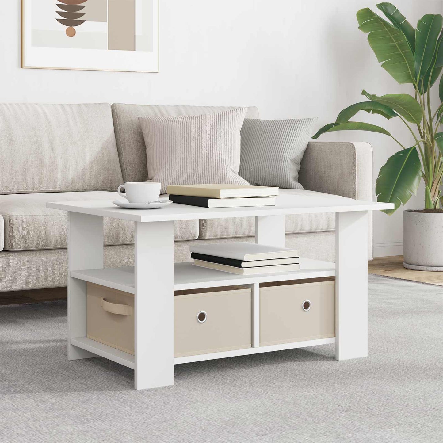 vidaXL Coffee Table White 77 x 55 x 42 cm Engineered Wood 1