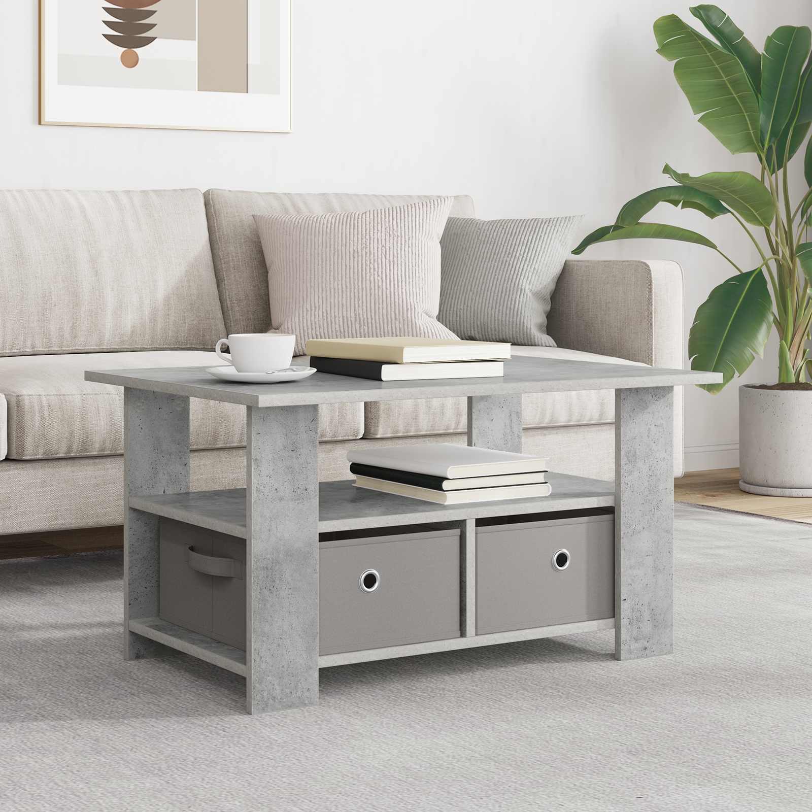 vidaXL Coffee Table Concrete Grey 77 x 55 x 42 cm Engineered Wood 1