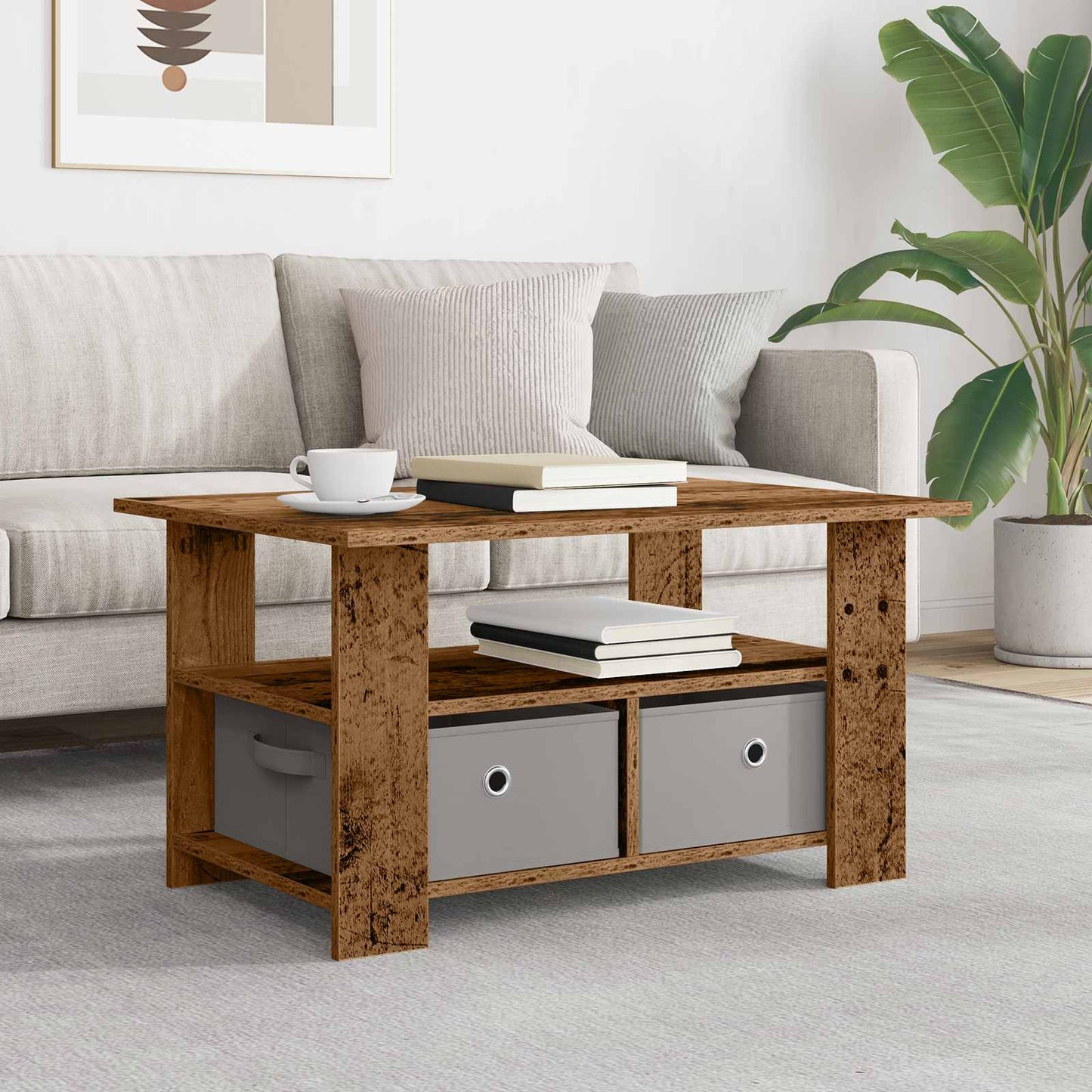 vidaXL Coffee Table Old Wood 77 x 55 x 42 cm Engineered Wood 1