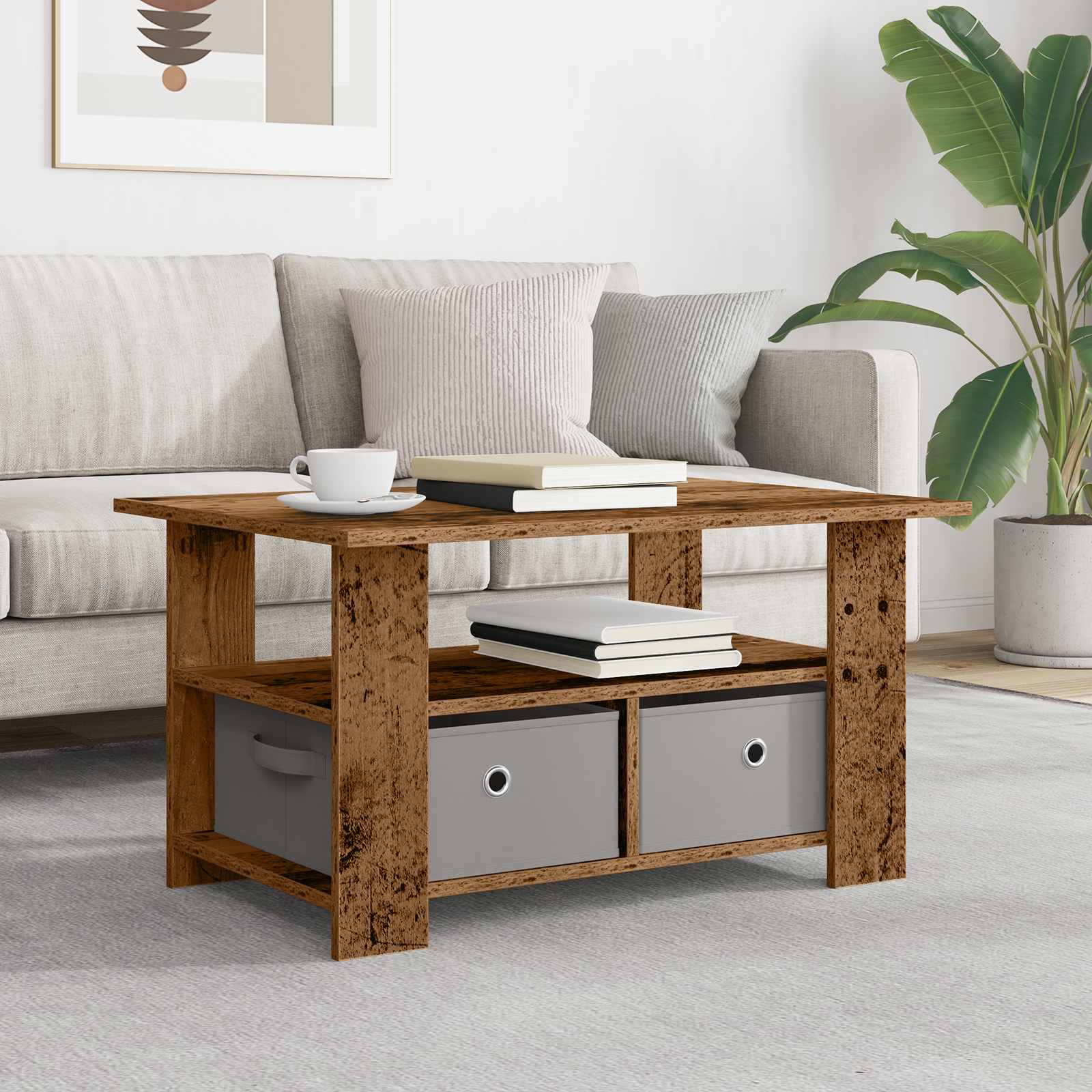 vidaXL Coffee Table Old Wood 77 x 55 x 42 cm Engineered Wood 1