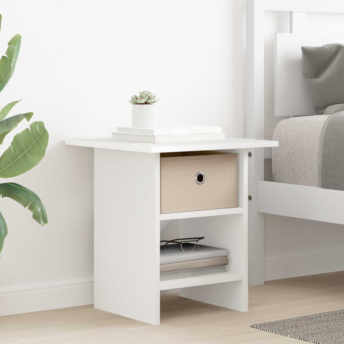vidaXL Bedside Table 2 pcs White 41 x 40 x 45 cm Engineered Wood 4