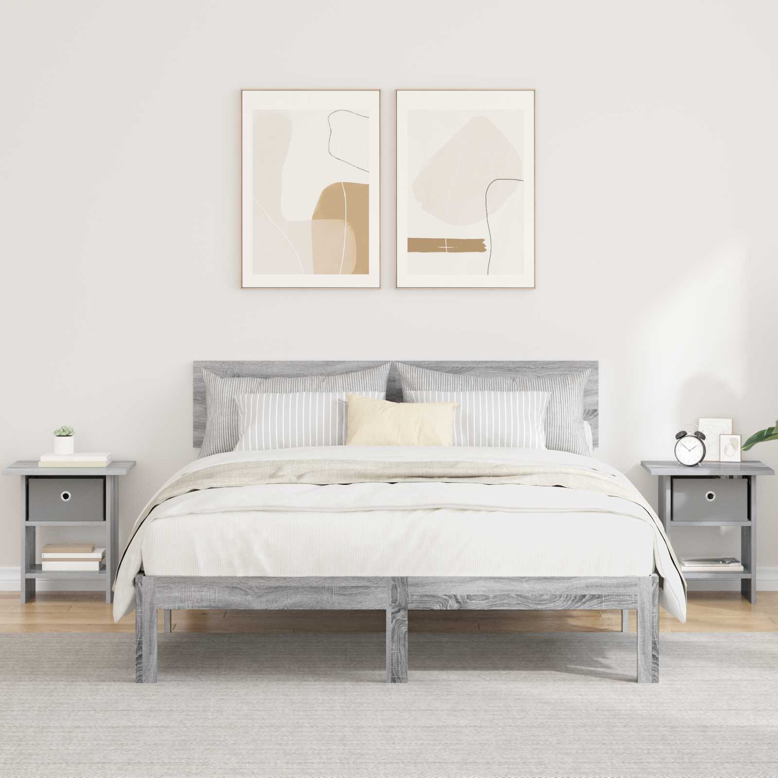 vidaXL Bedside Table 2 pcs Grey Sonoma 41 x 40 x 45 cm Engineered Wood 1