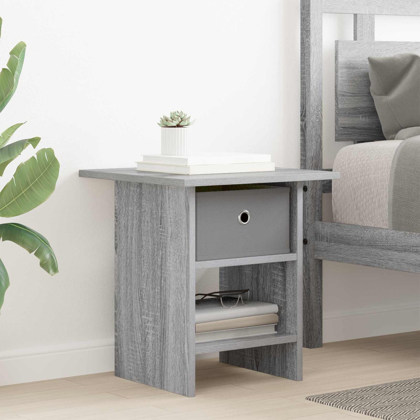 vidaXL Bedside Table 2 pcs Grey Sonoma 41 x 40 x 45 cm Engineered Wood 4