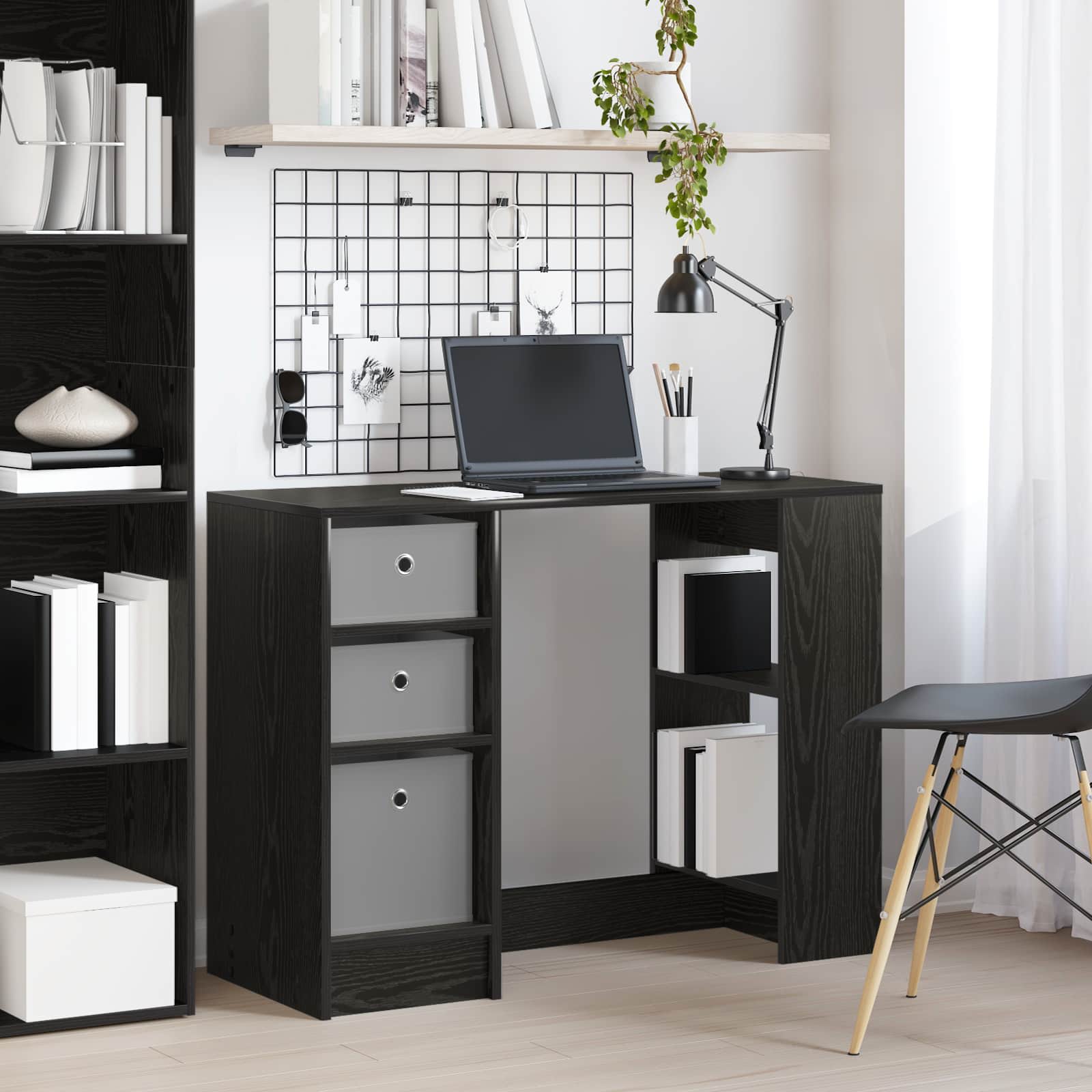 vidaXL Desk Black Oak 100 x 40 x 75 cm Engineered Wood 1