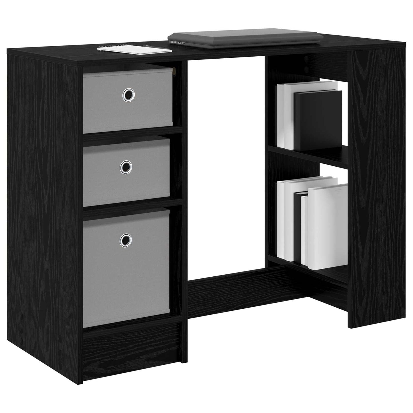 vidaXL Desk Black Oak 100 x 40 x 75 cm Engineered Wood 3