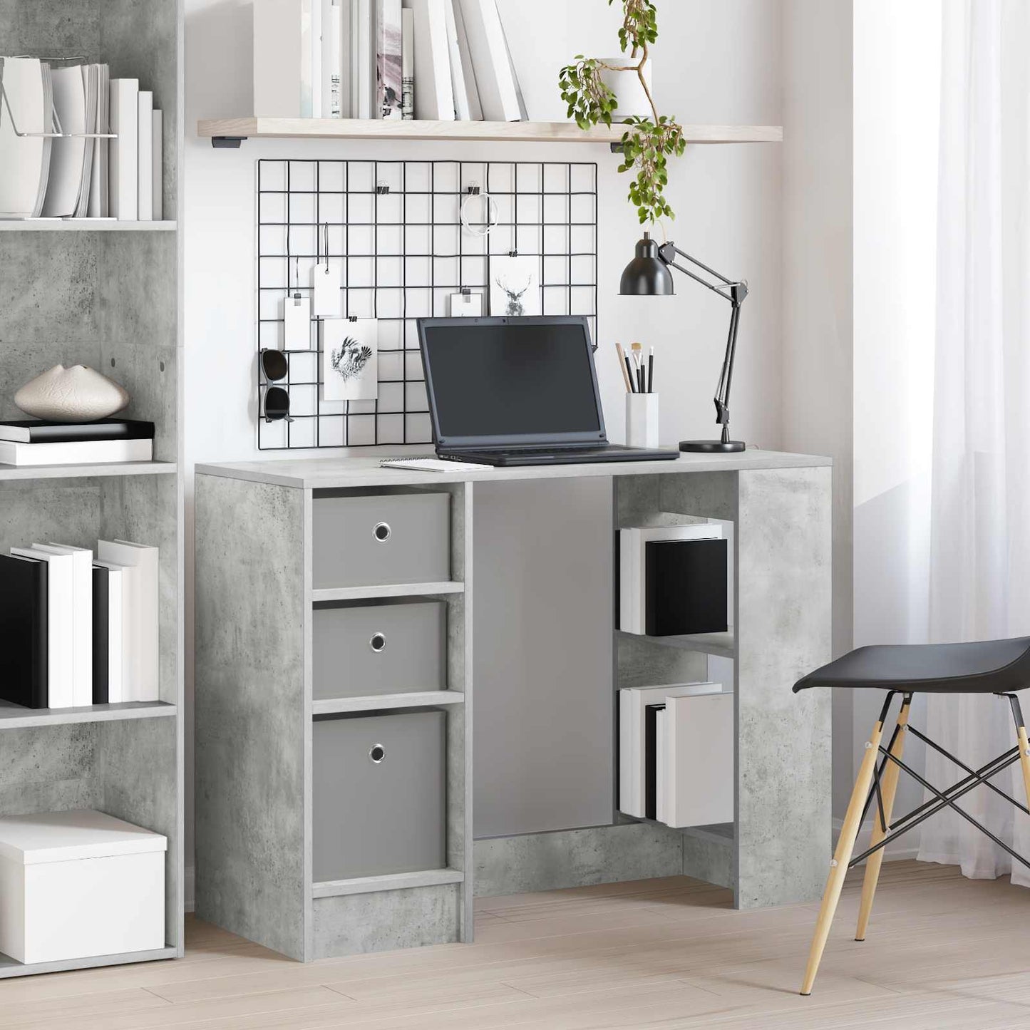 vidaXL Desk Concrete Grey 100 x 40 x 75 cm Engineered Wood 1
