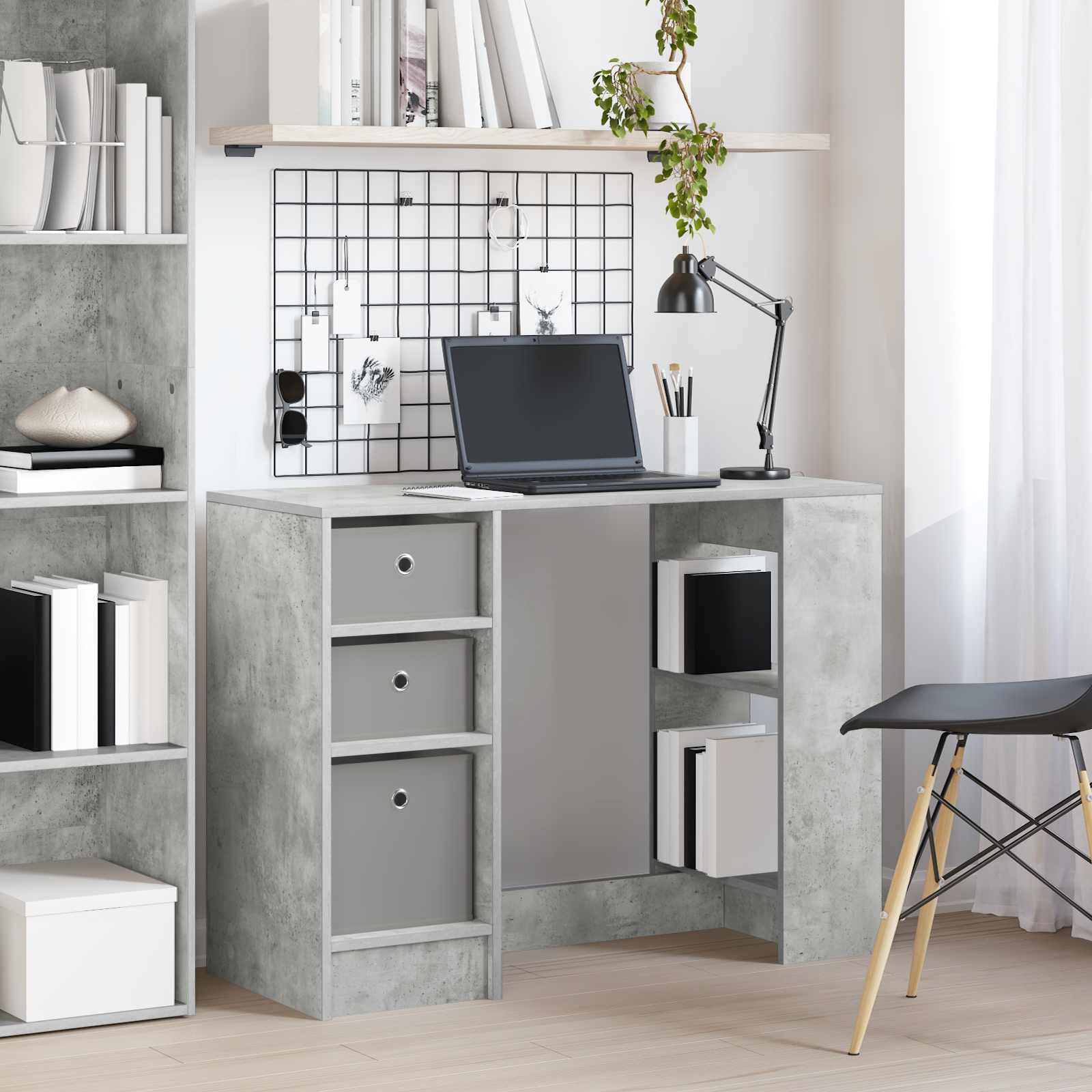 vidaXL Desk Concrete Grey 100 x 40 x 75 cm Engineered Wood 1