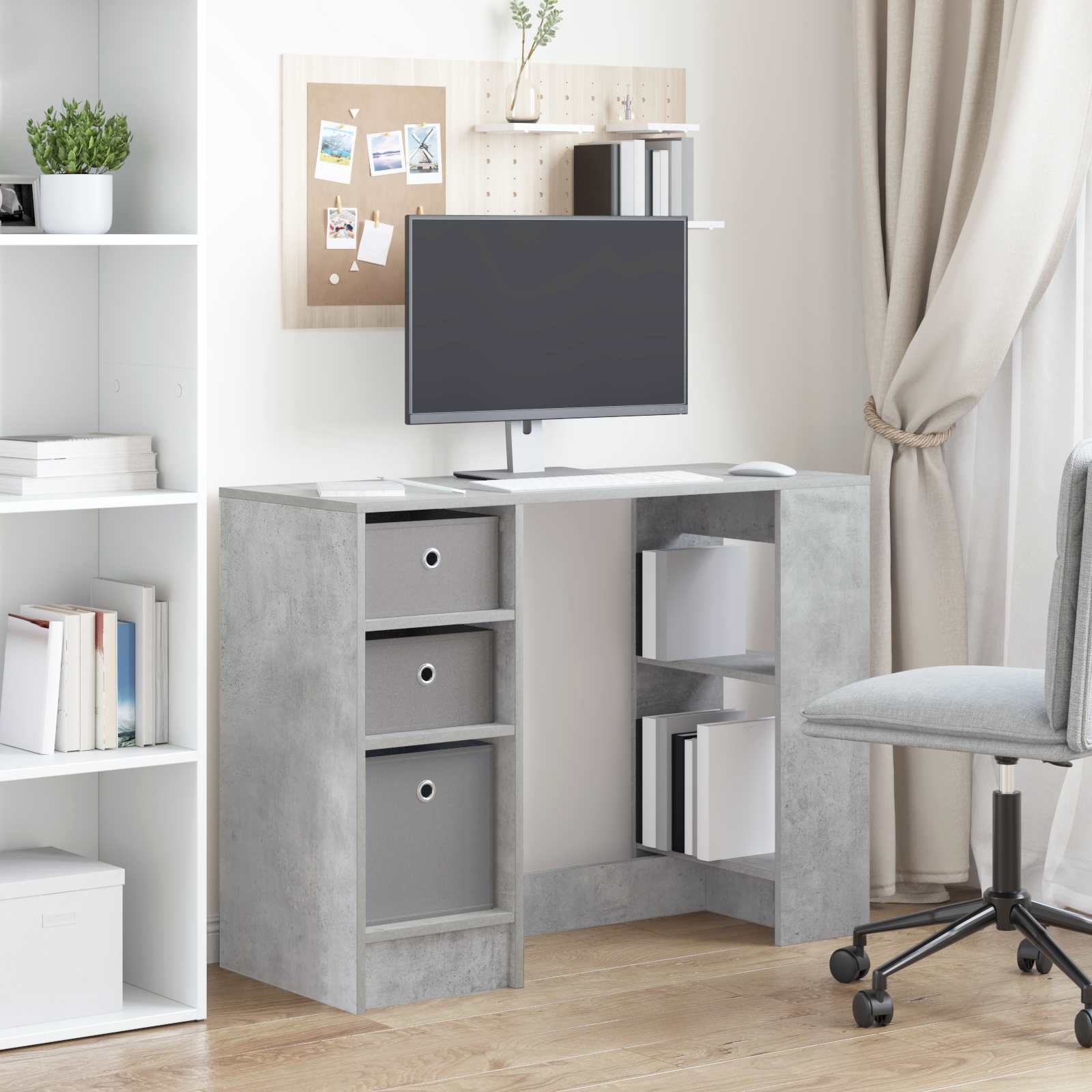 vidaXL Desk Concrete Grey 100 x 40 x 75 cm Engineered Wood 4