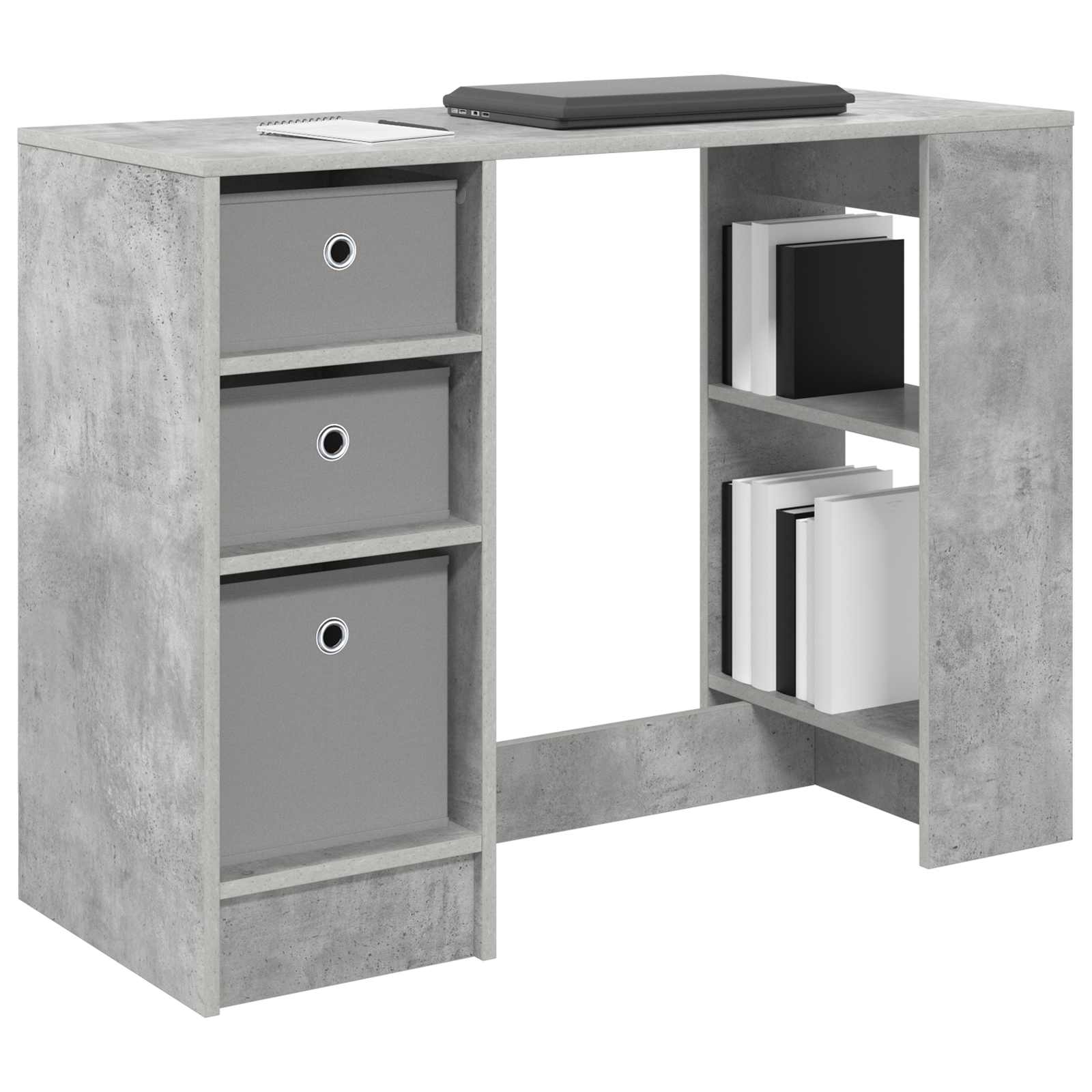 vidaXL Desk Concrete Grey 100 x 40 x 75 cm Engineered Wood 3