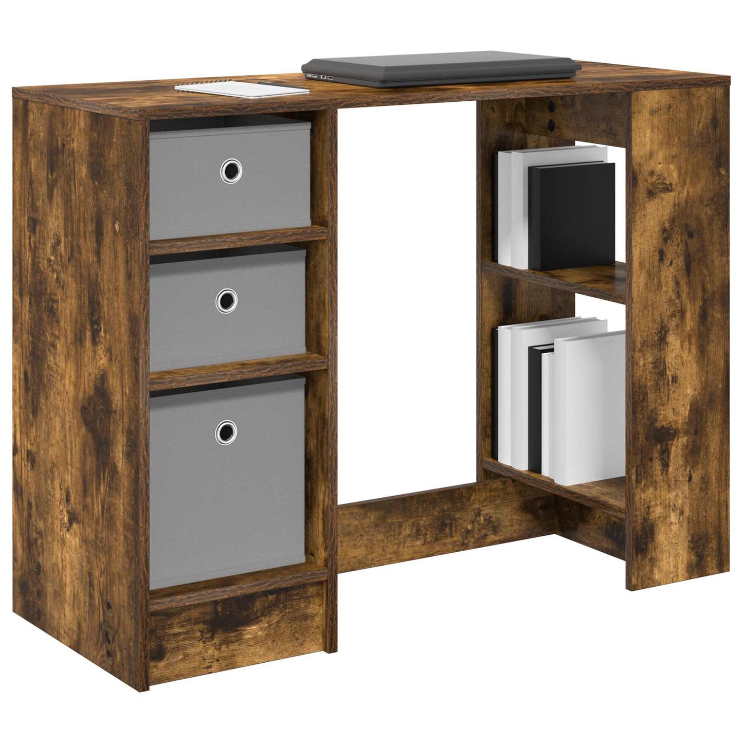 vidaXL Desk Smoked Oak 100 x 40 x 75 cm Engineered Wood 3