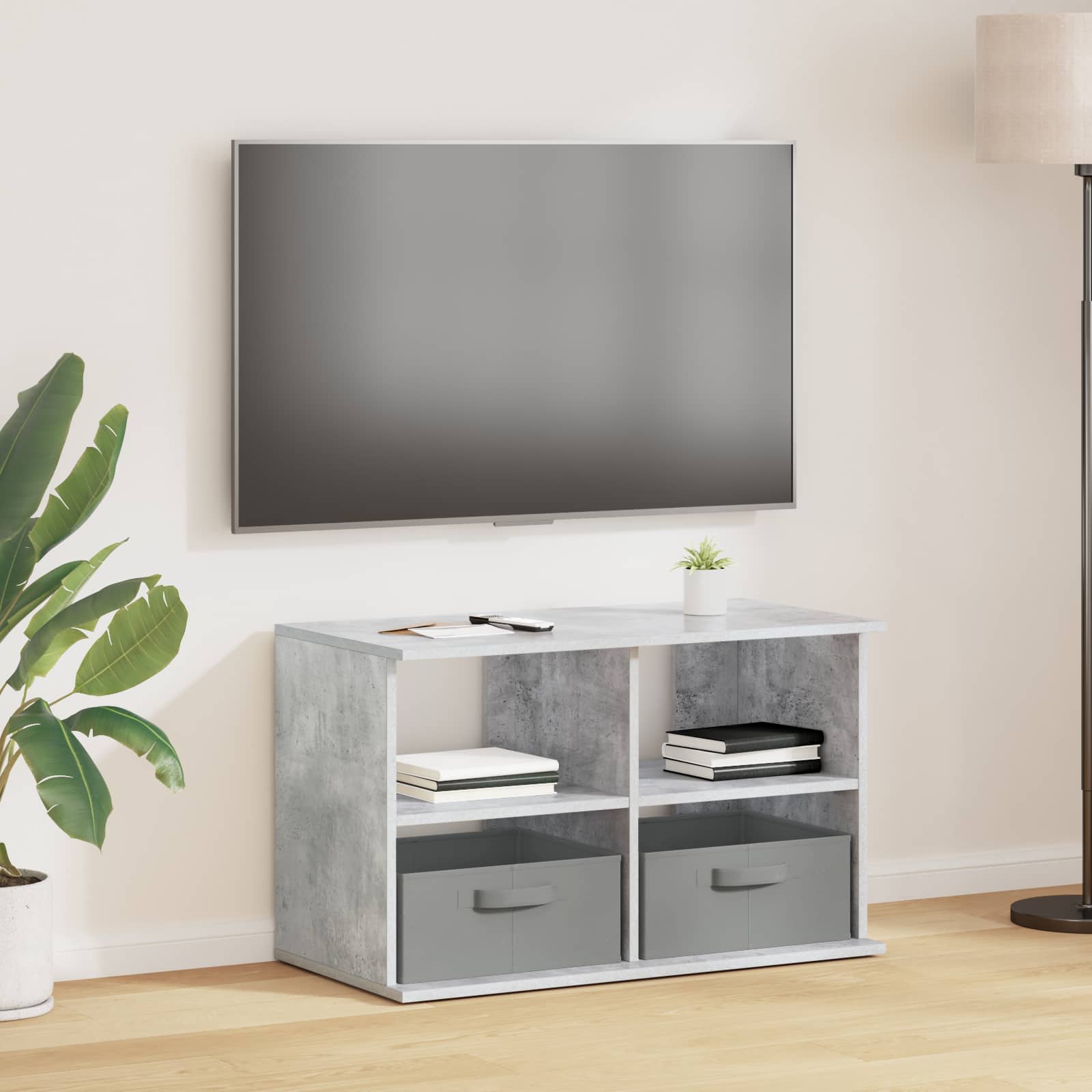 vidaXL TV stand with Drawer Concrete Grey 79 x 40 x 48 cm 1
