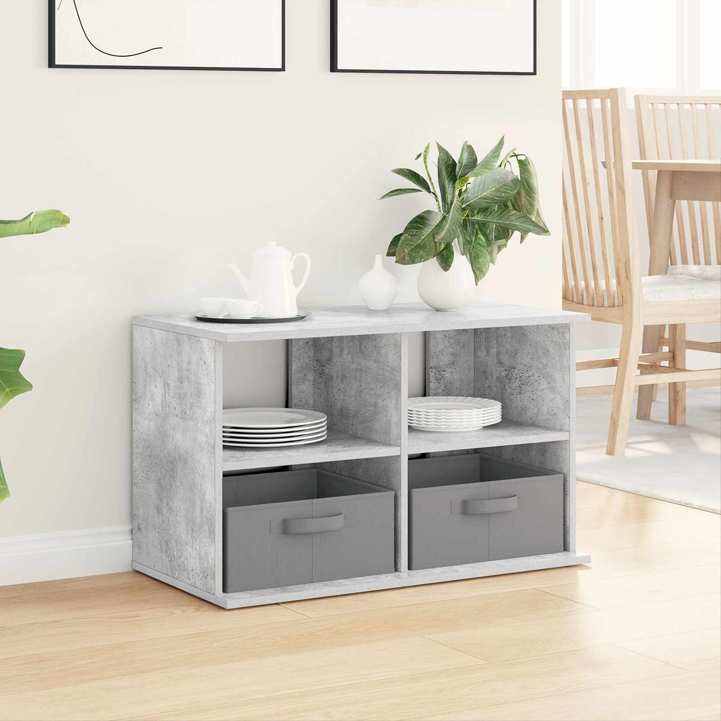 vidaXL TV stand with Drawer Concrete Grey 79 x 40 x 48 cm 4