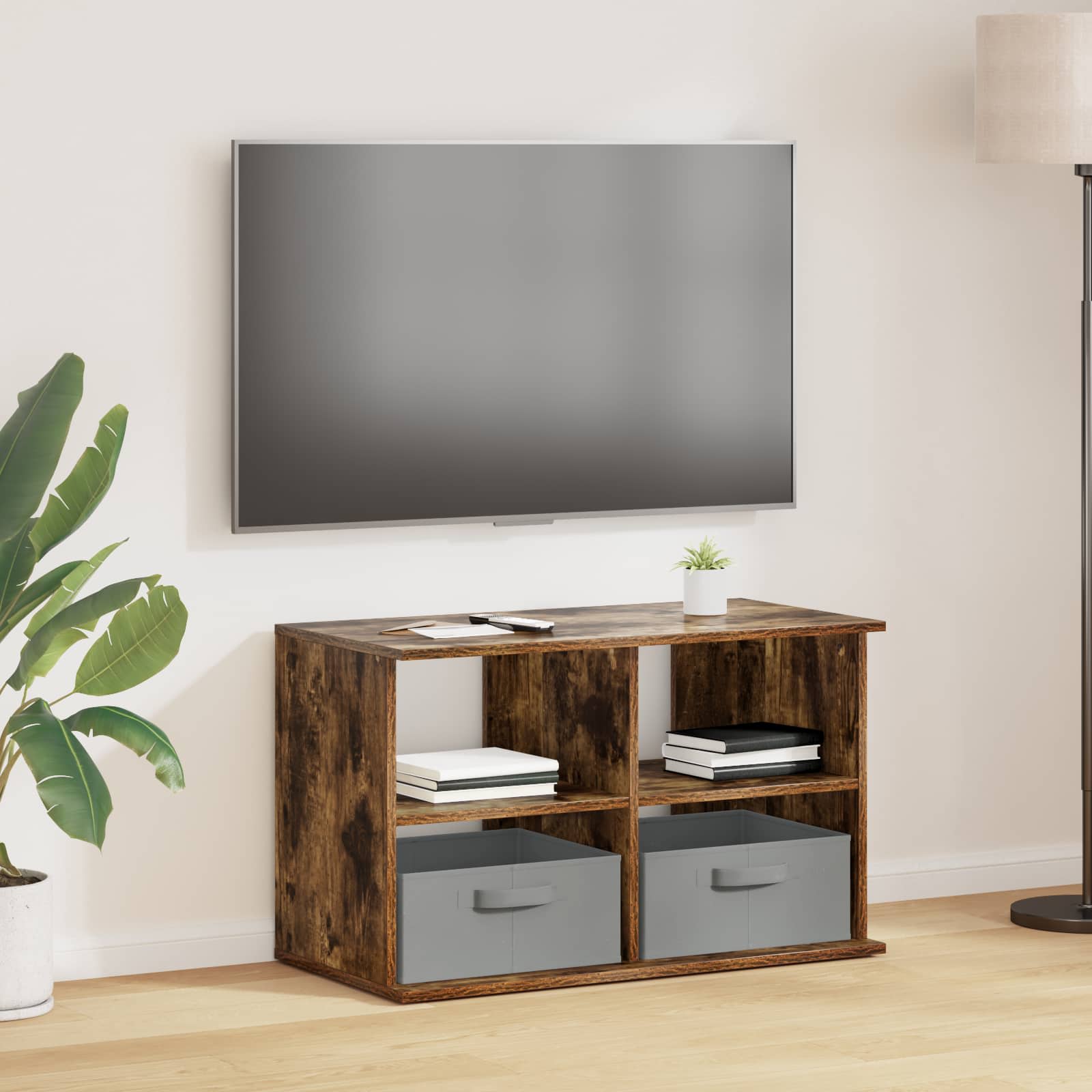 vidaXL TV stand with Drawer Smoked Oak 79 x 40 x 48 cm 1