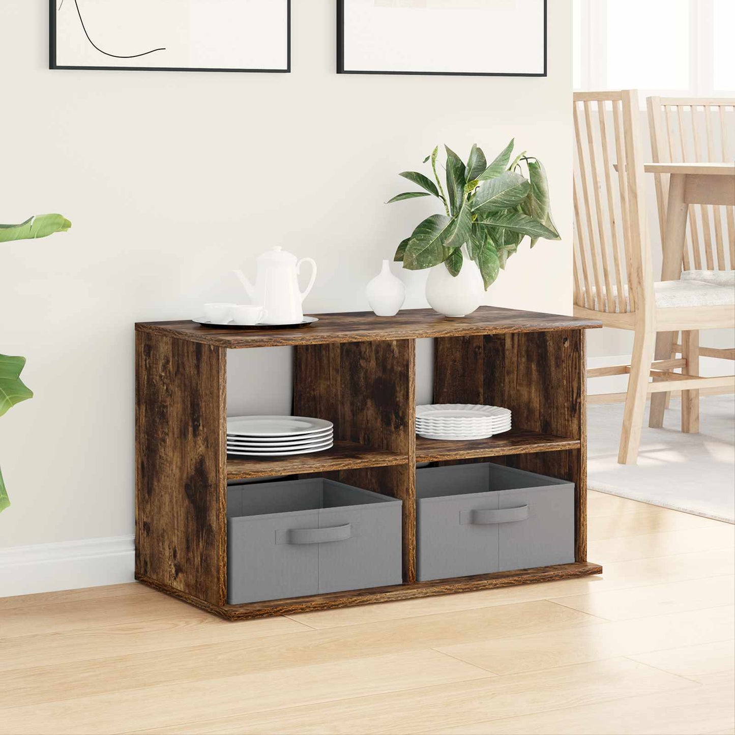 vidaXL TV stand with Drawer Smoked Oak 79 x 40 x 48 cm 4