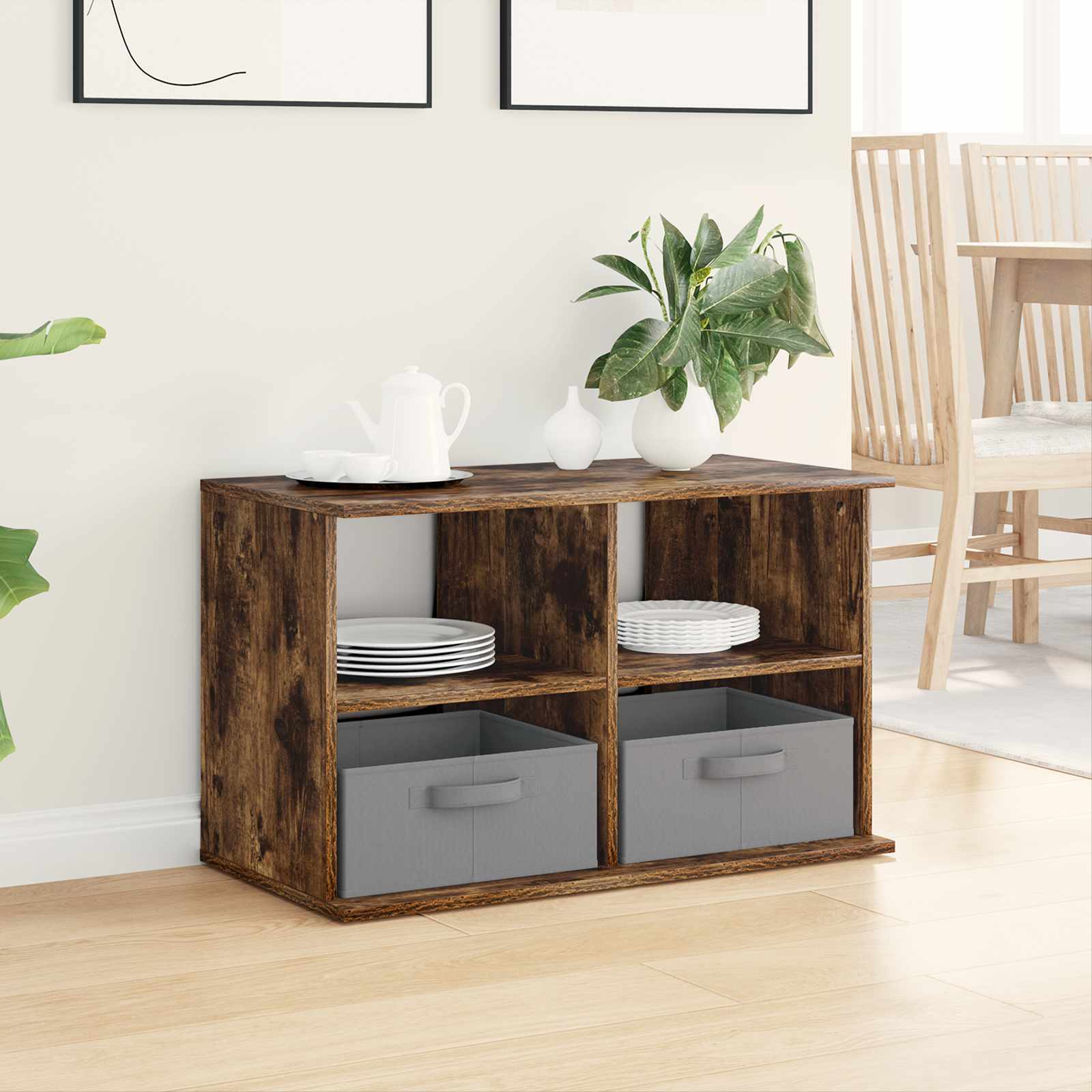 vidaXL TV stand with Drawer Smoked Oak 79 x 40 x 48 cm 4