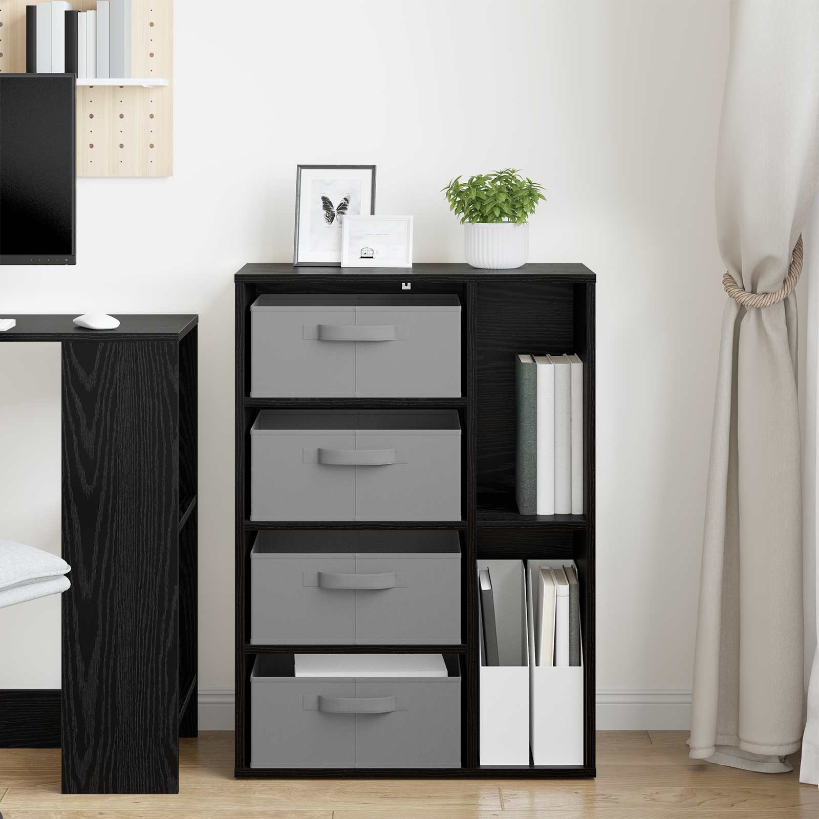 vidaXL Sideboard Black Oak 60 x 33.5 x 84 cm 4