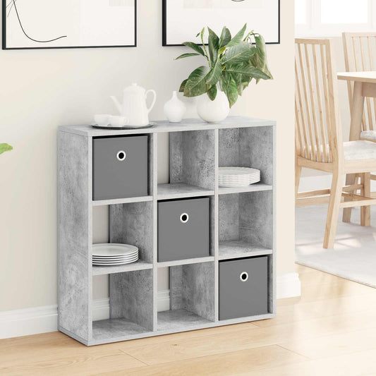 vidaXL Sideboard Concrete Grey styled in a bright living room with decorative items and plants