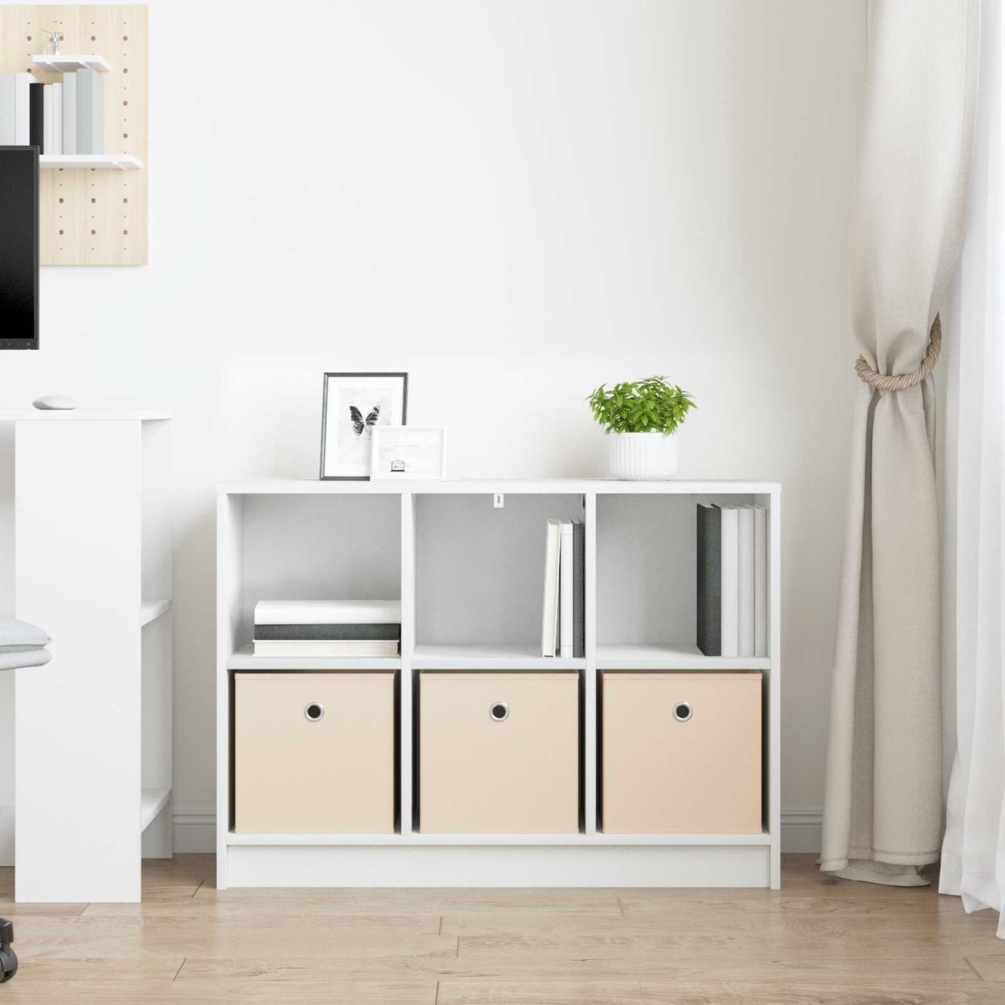 vidaXL Sideboard White 88.5 x 27.5 x 63.5 cm 4
