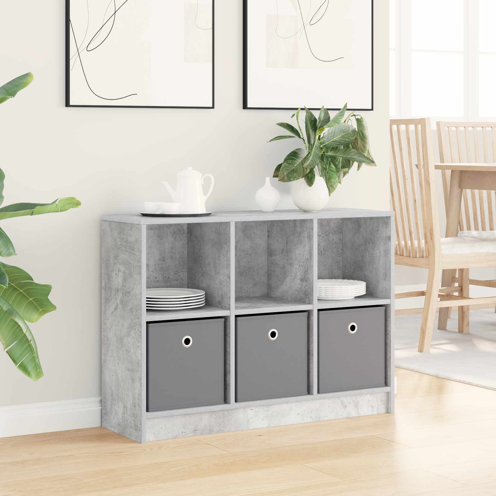 vidaXL Sideboard Concrete Grey 88.5 x 27.5 x 63.5 cm 1