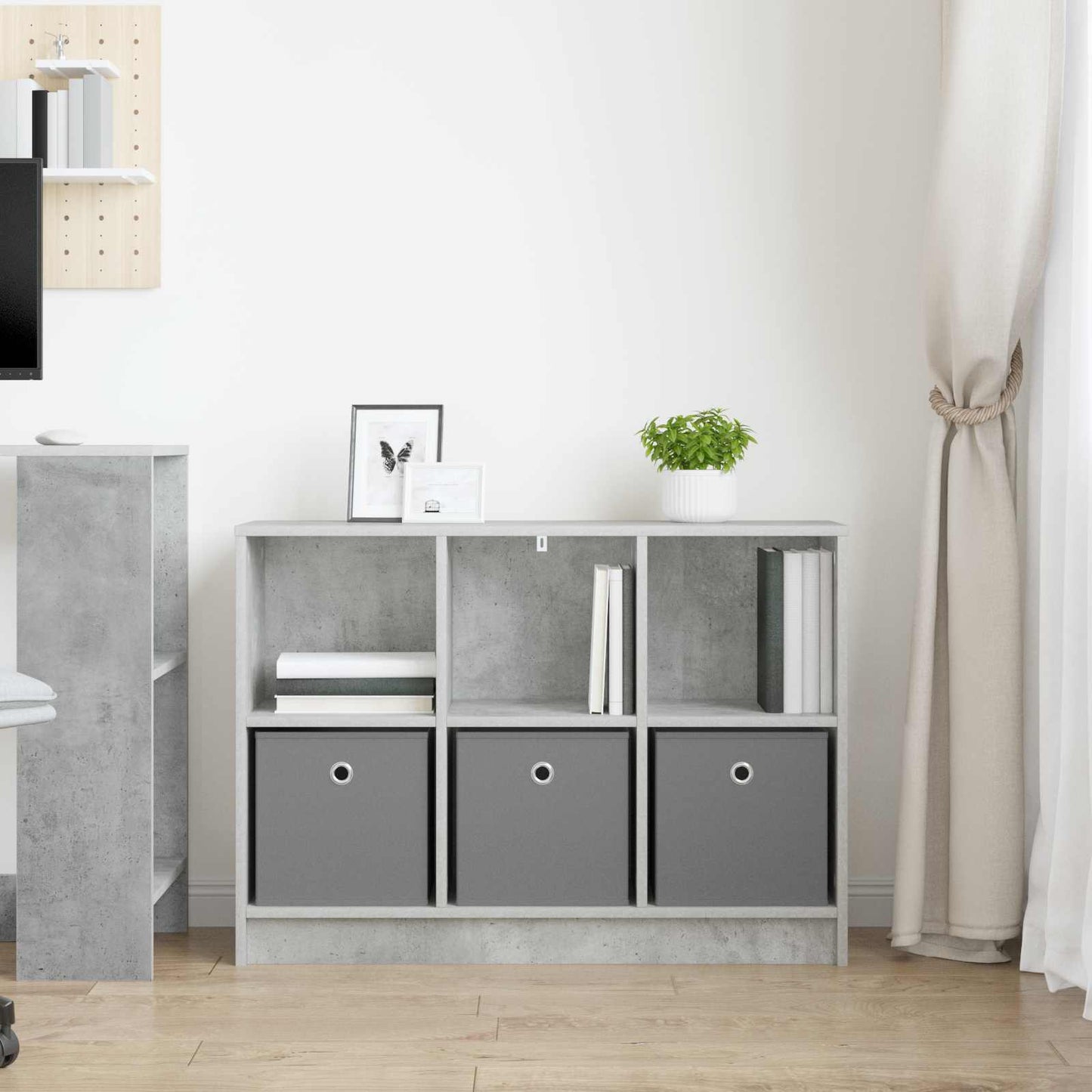 vidaXL Sideboard Concrete Grey 88.5 x 27.5 x 63.5 cm 4