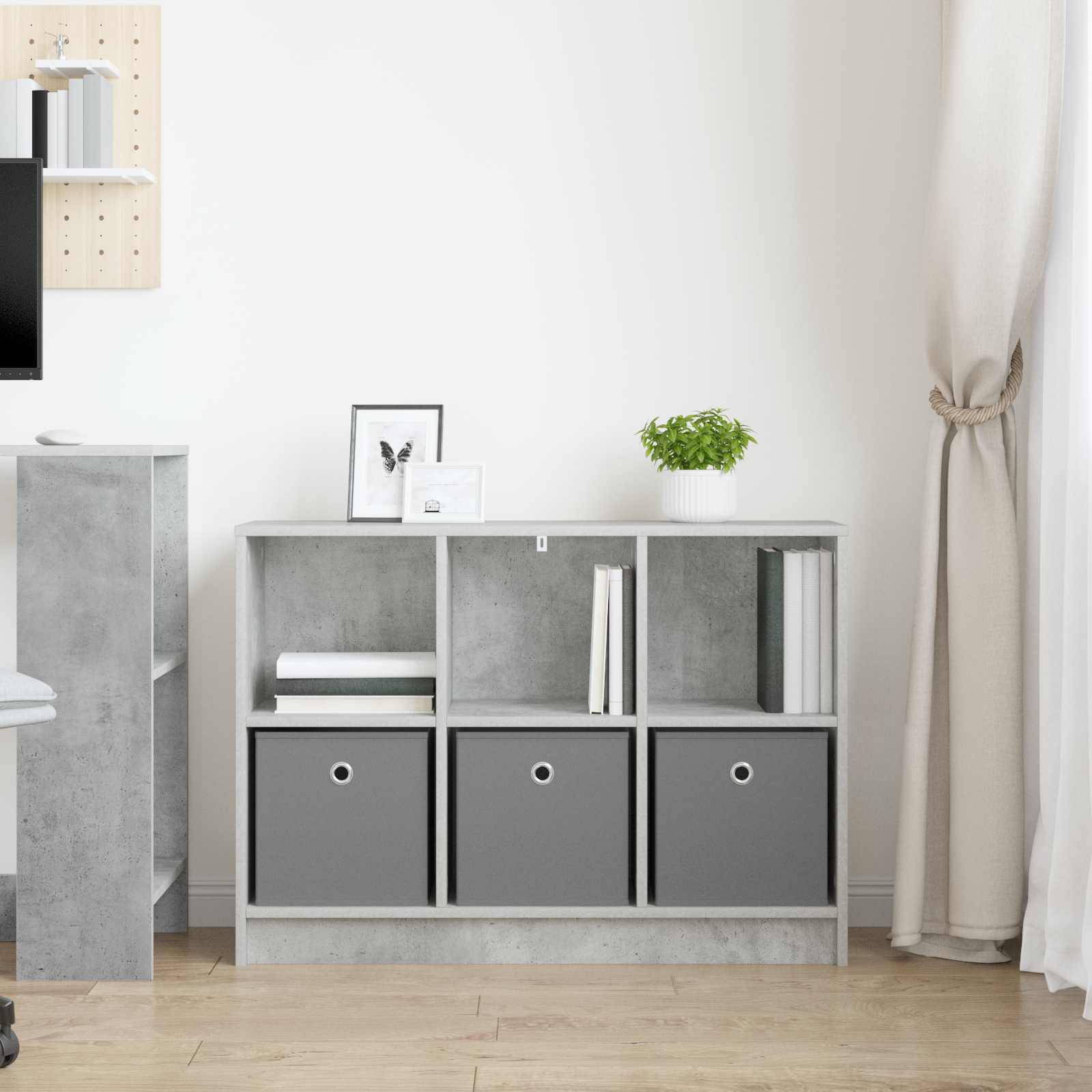 vidaXL Sideboard Concrete Grey 88.5 x 27.5 x 63.5 cm 4