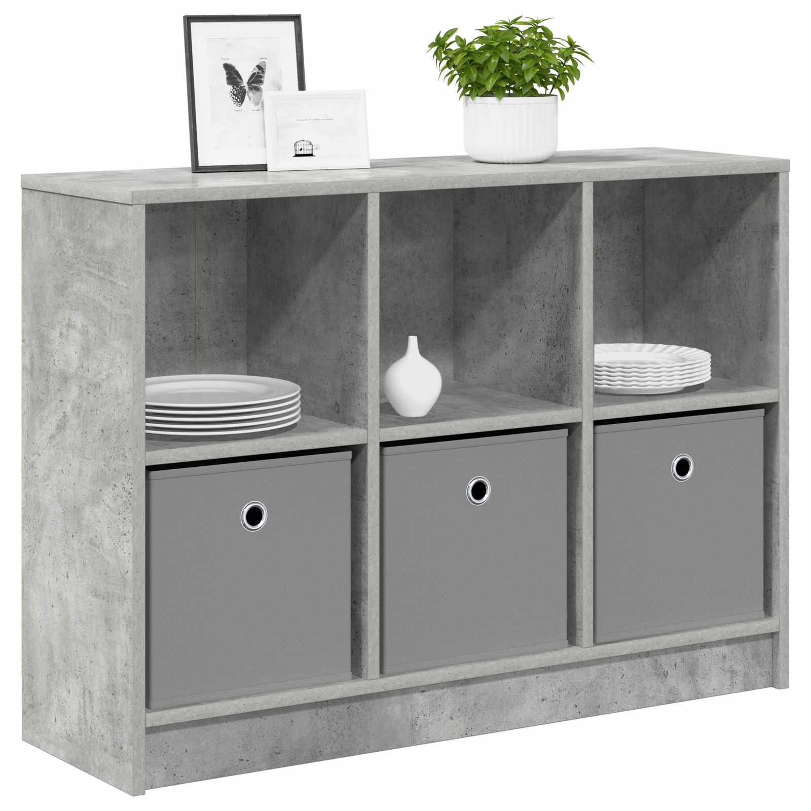 vidaXL Sideboard Concrete Grey 88.5 x 27.5 x 63.5 cm 3