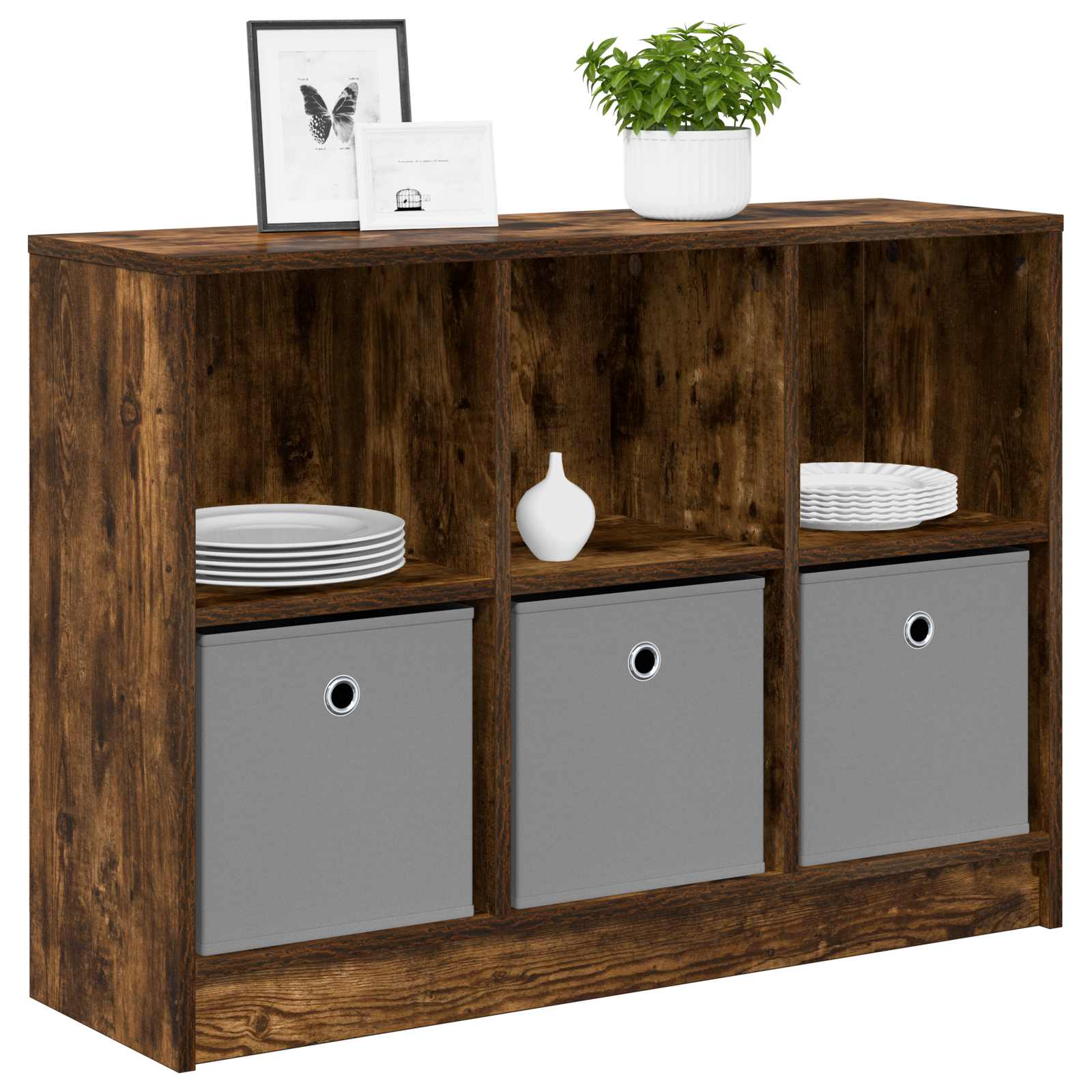 vidaXL Sideboard Smoked Oak 88.5 x 27.5 x 63.5 cm 3
