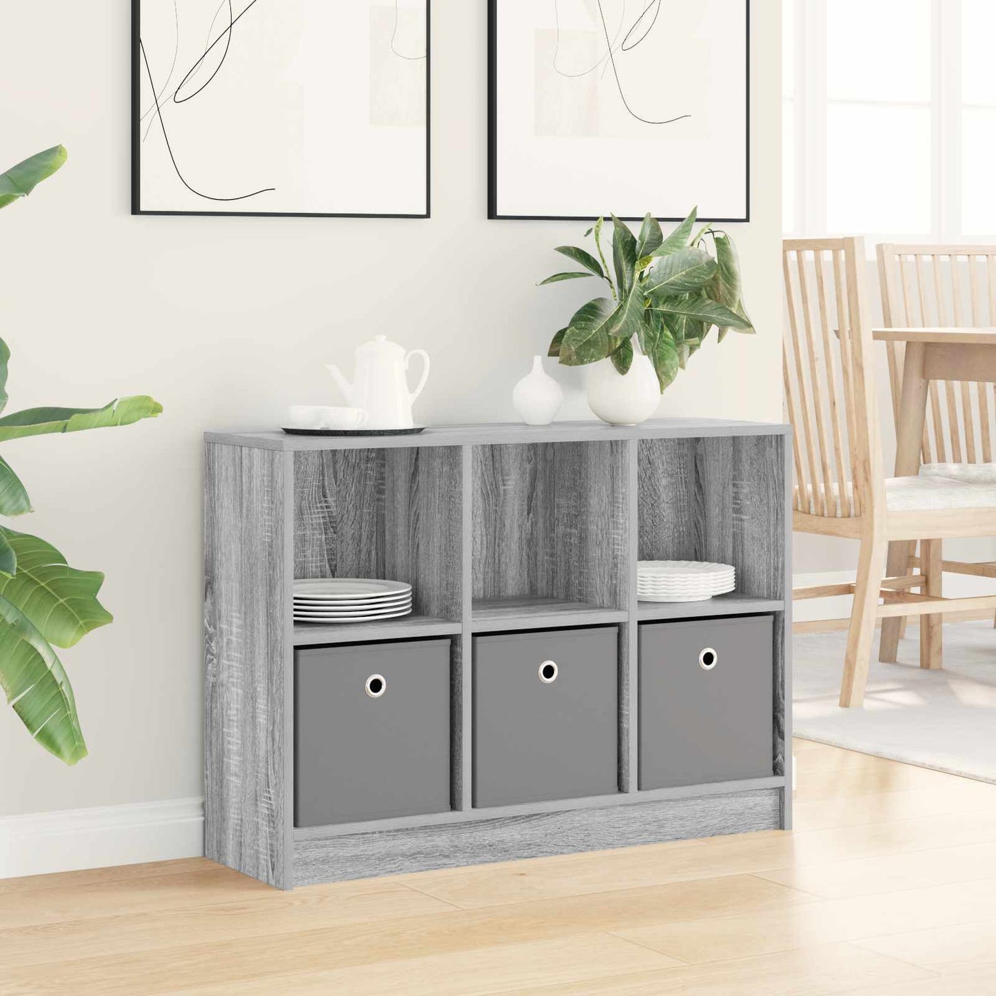 vidaXL Sideboard Grey Sonoma 88.5 x 27.5 x 63.5 cm 1