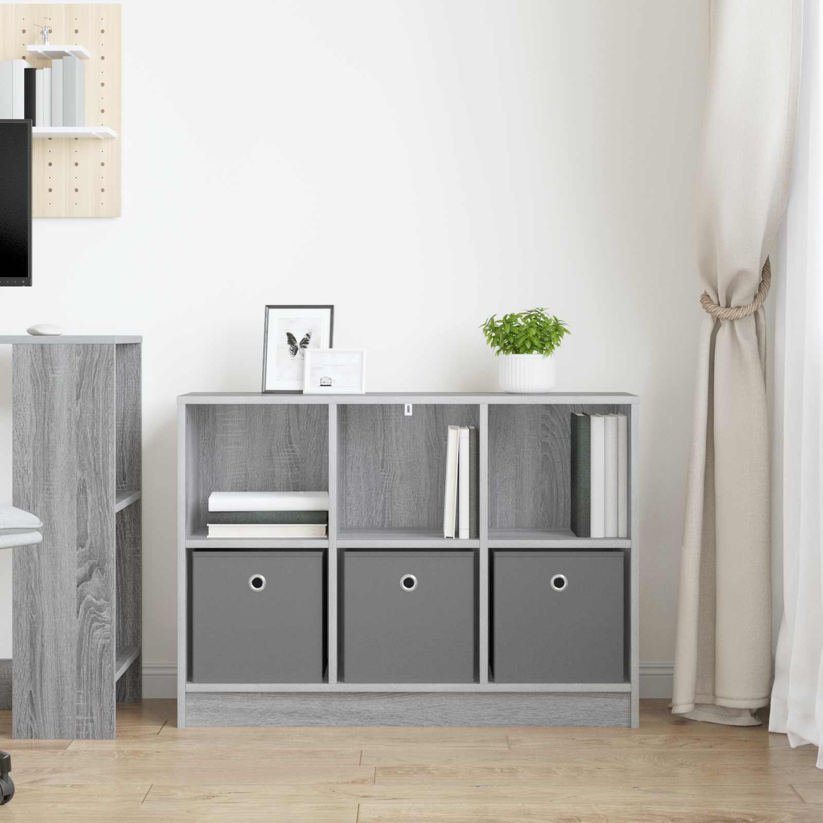 vidaXL Sideboard Grey Sonoma 88.5 x 27.5 x 63.5 cm 4