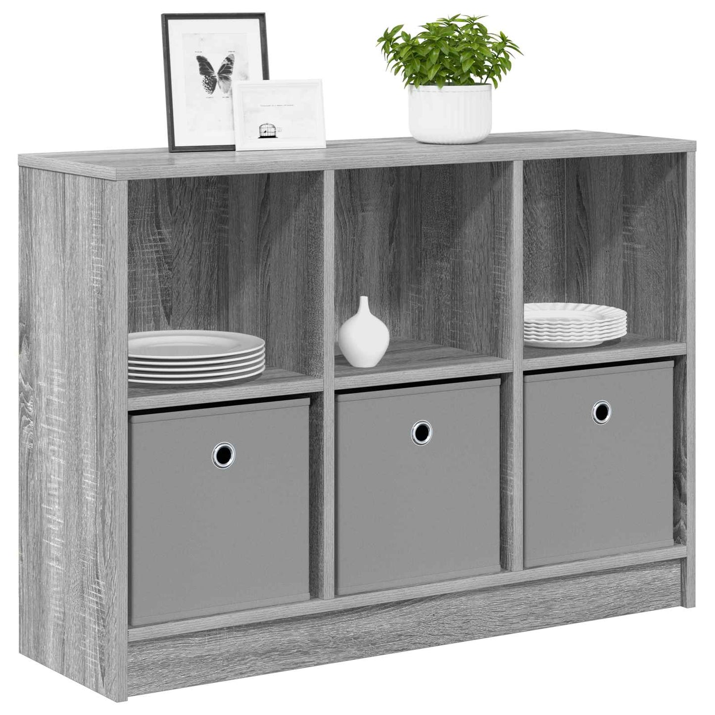 vidaXL Sideboard Grey Sonoma 88.5 x 27.5 x 63.5 cm 3