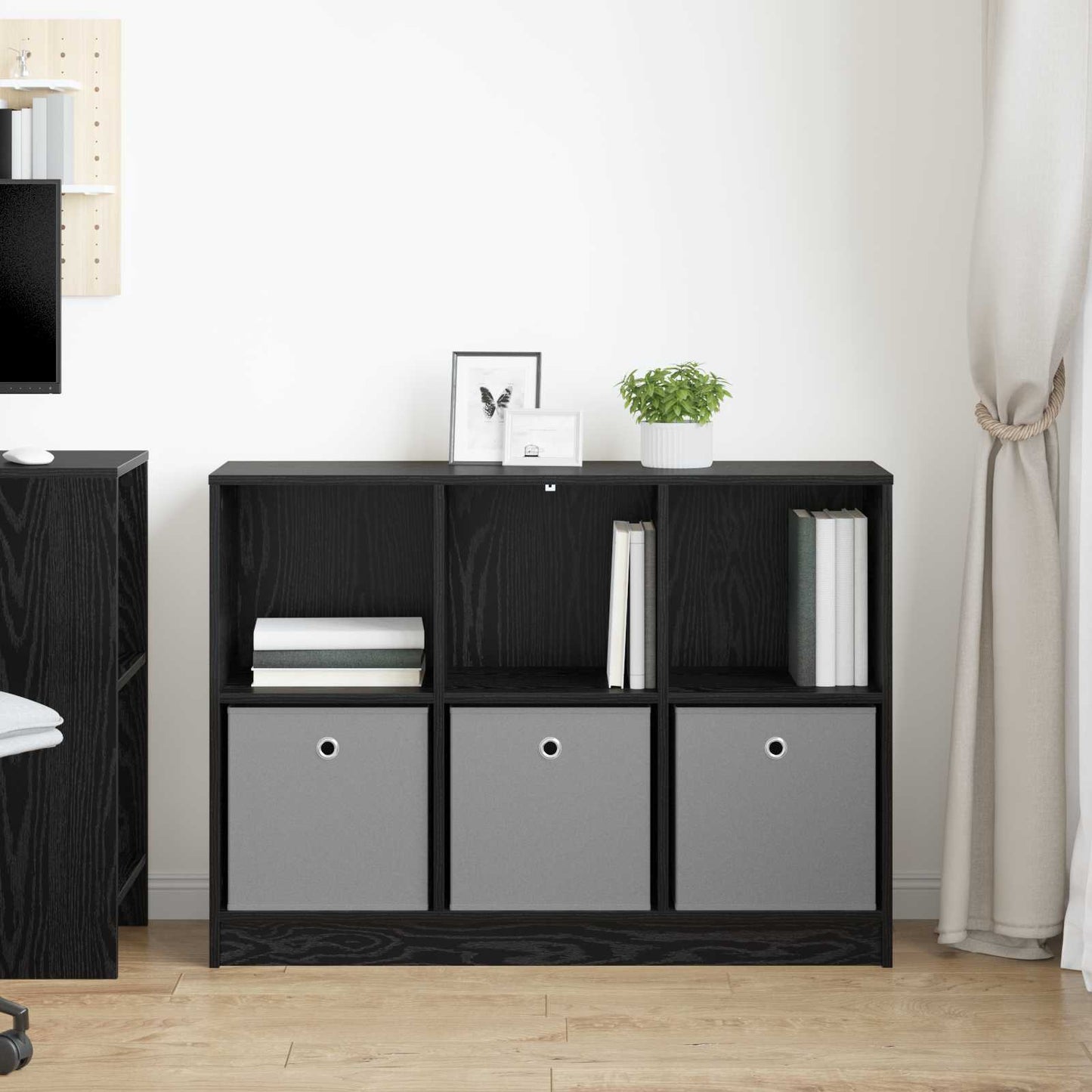 vidaXL Sideboard Black Oak 102 x 32 x 73.5 cm 4