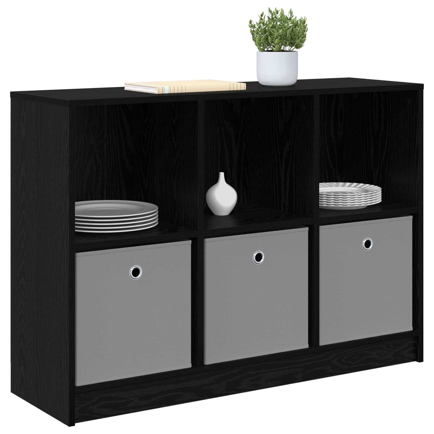 vidaXL Sideboard Black Oak 102 x 32 x 73.5 cm 3